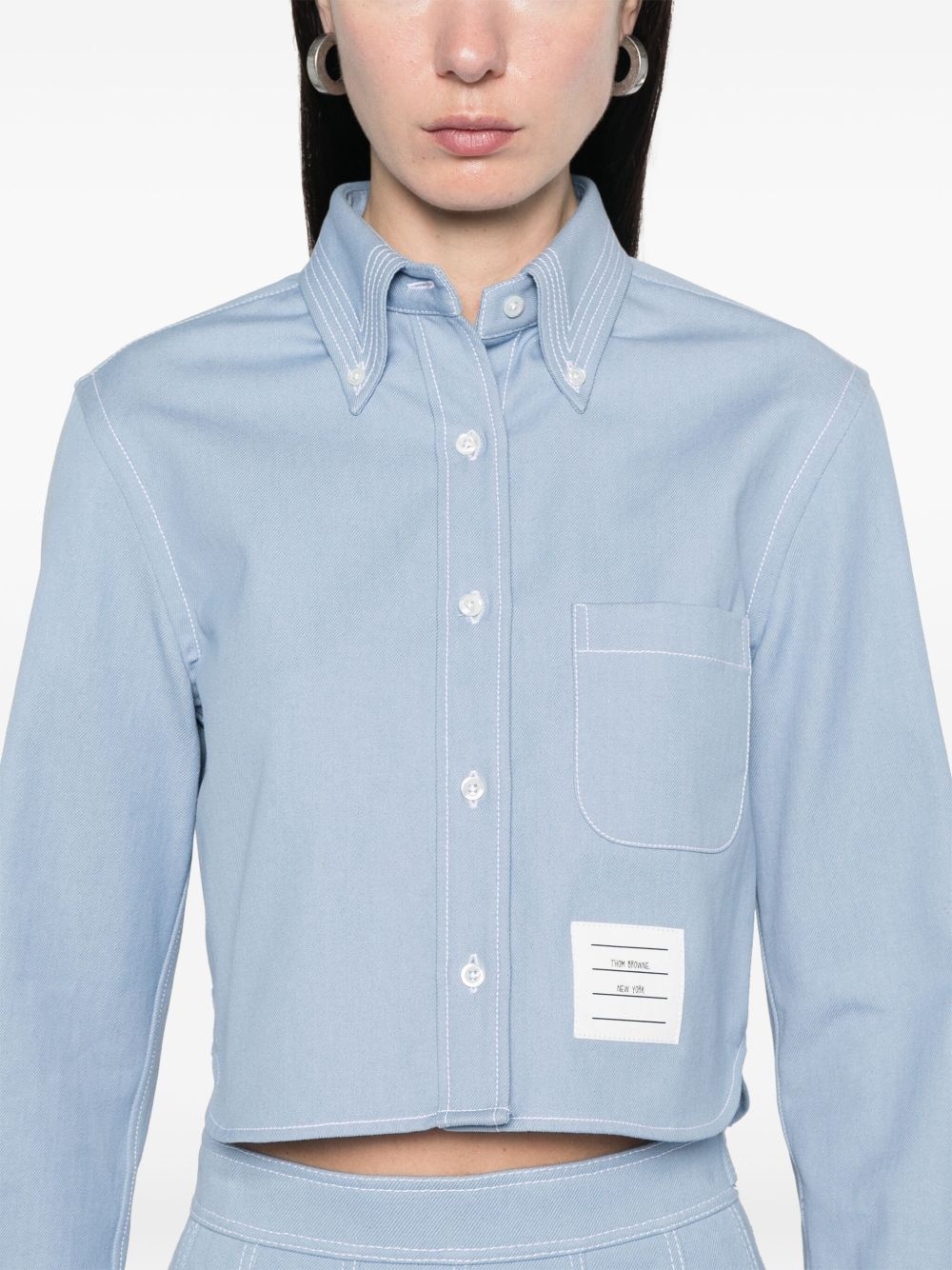 cropped denim shirt - 5