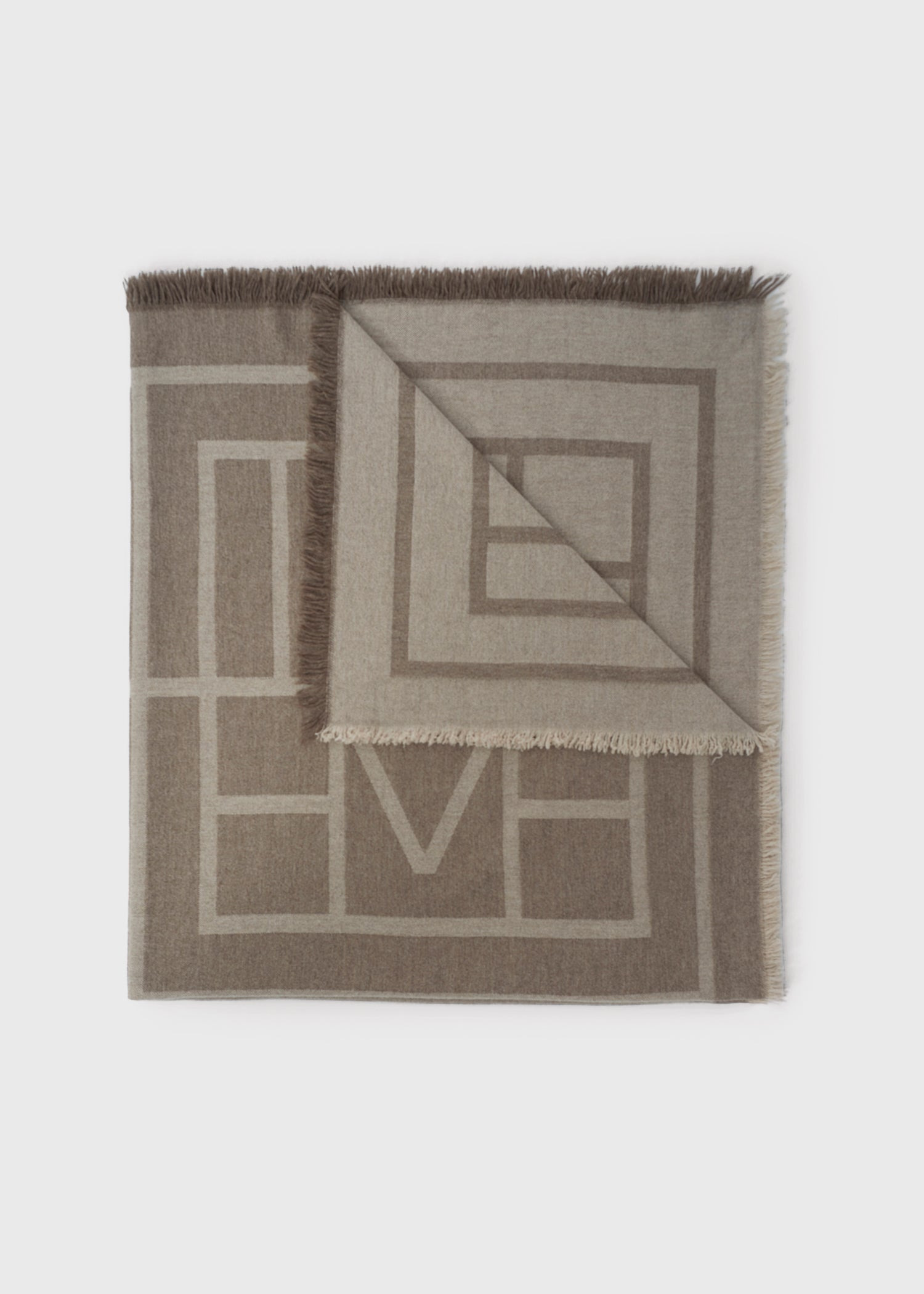 Monogram wool cashmere scarf tobacco - 4