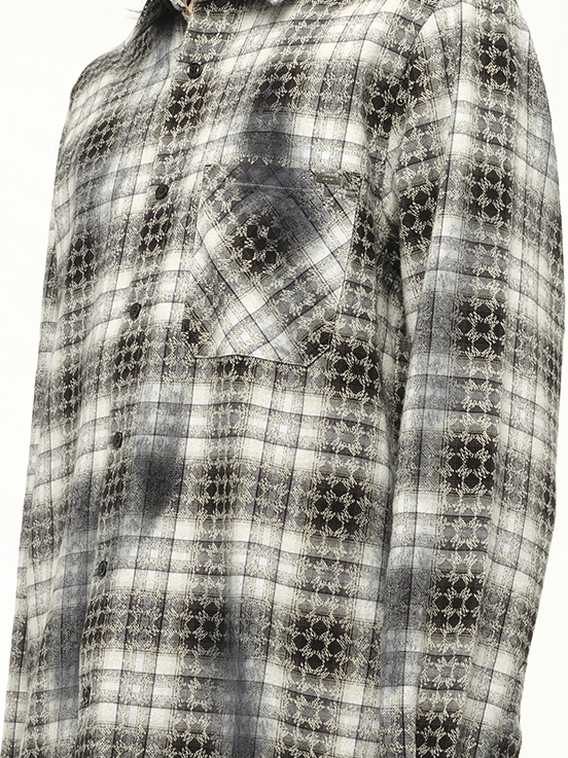 MA Quad Bleach Flannel Shirt in Black - 3