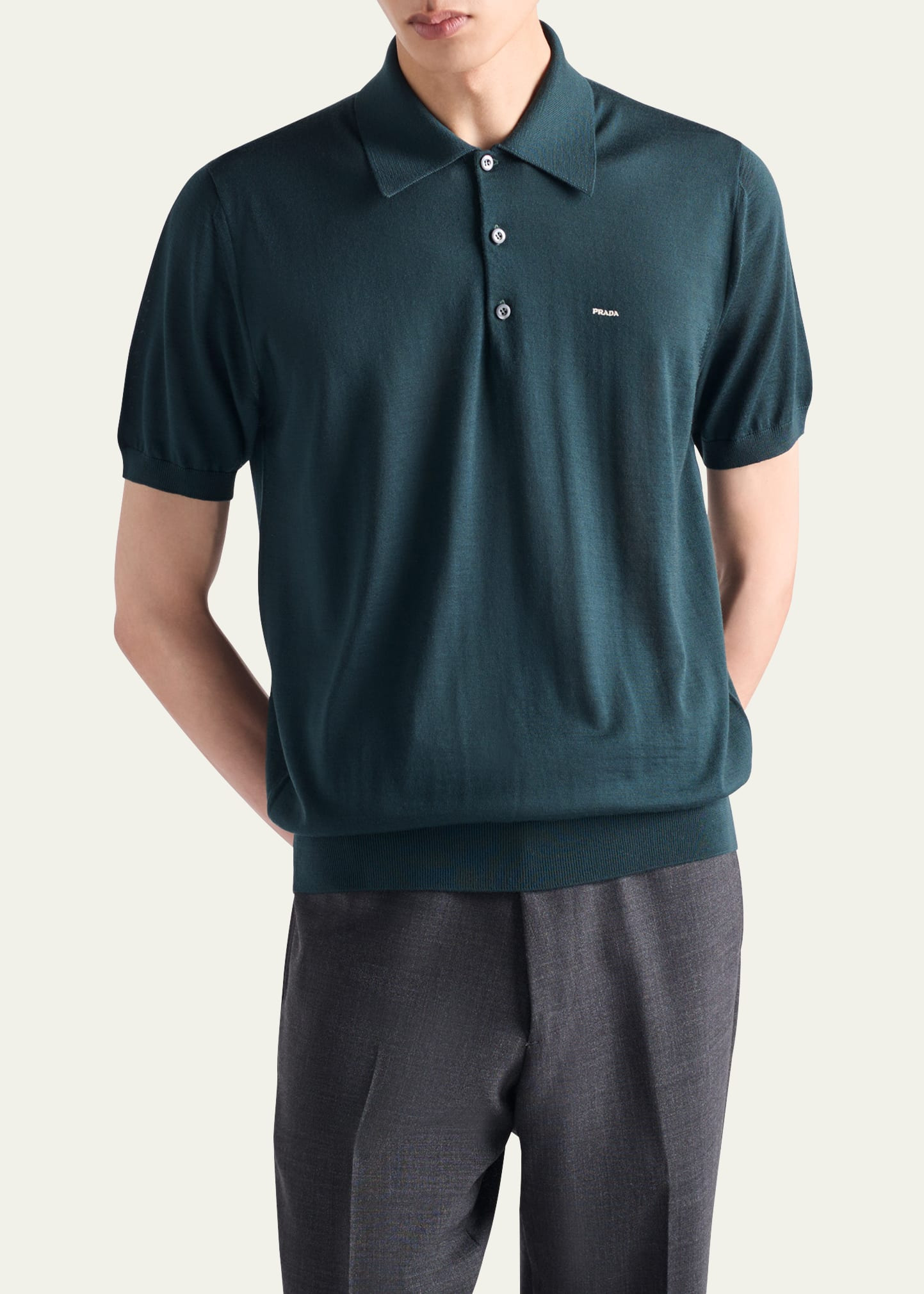 Men's Superfine Wool Short-Sleeve Polo Sweater - 4