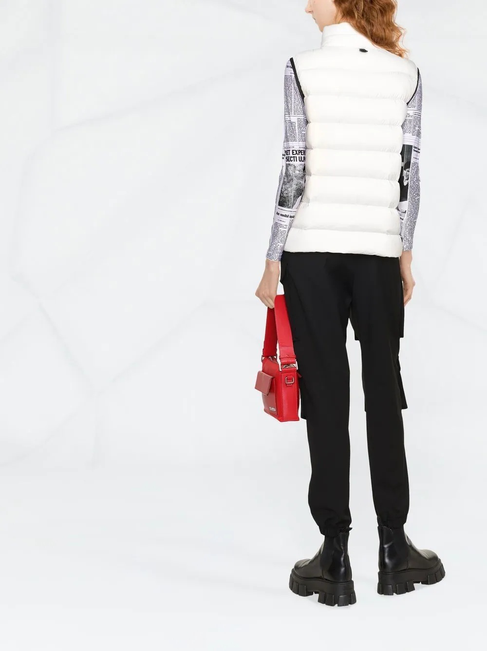 logo-print padded gilet - 4