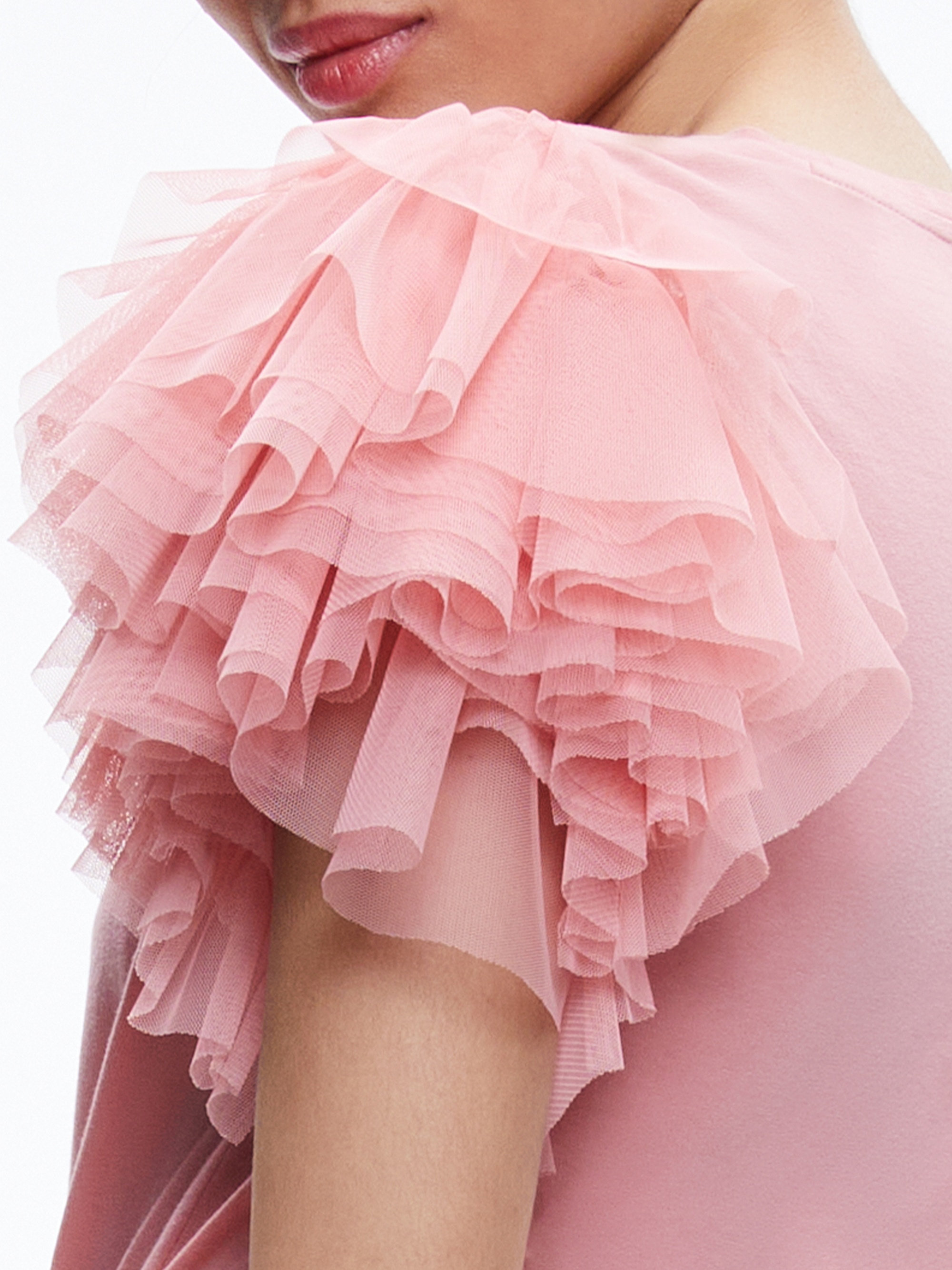 【ALICE + OLIVIA】 Rylyn Tulle Sleeve T-Shirt - Rose CC307V02015A661_01.jpg?sw=550