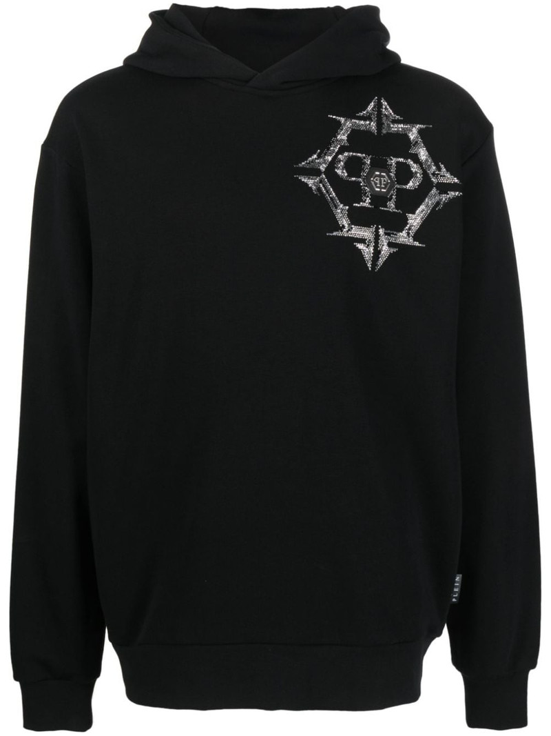 Chrome rhinestone-embellished hoodie 1