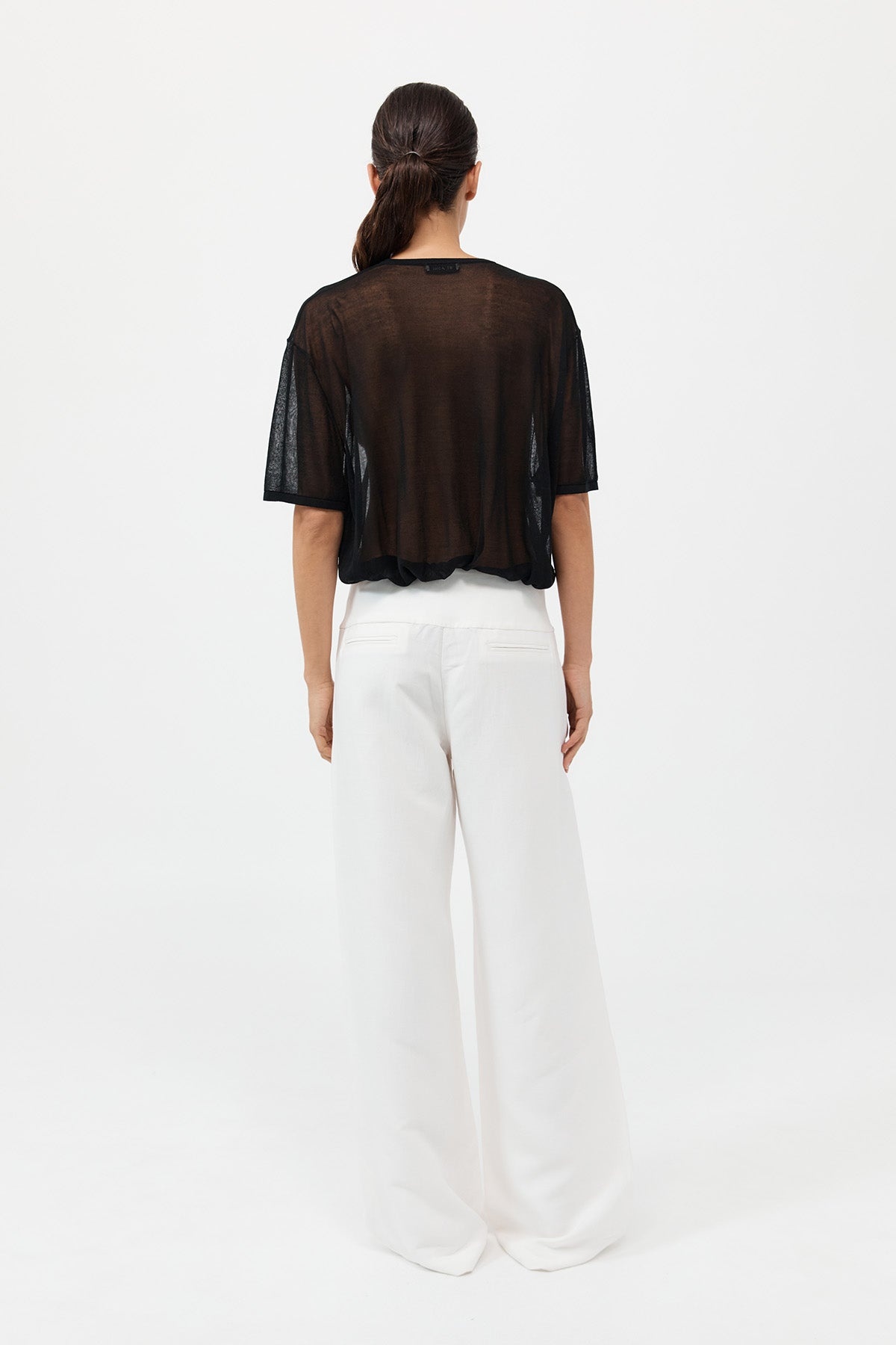 Sheer Oversized Tee - Black - 5