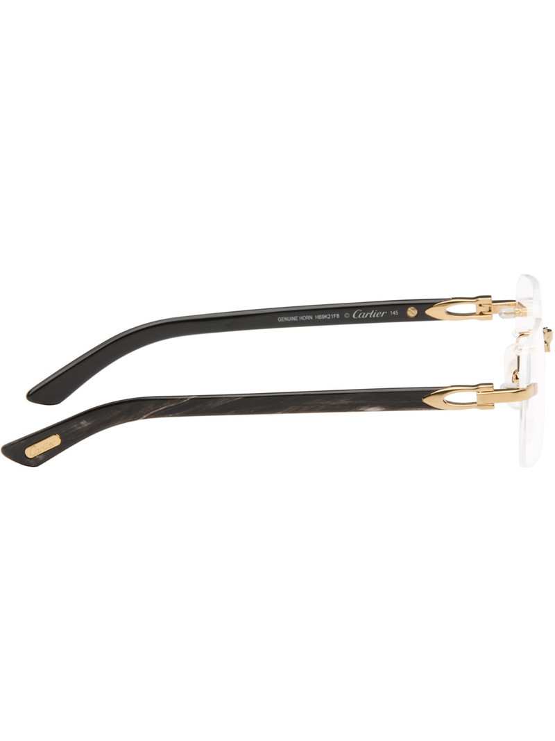 Cartier Gold & Black Elongated C de Cartier Glasses outlook