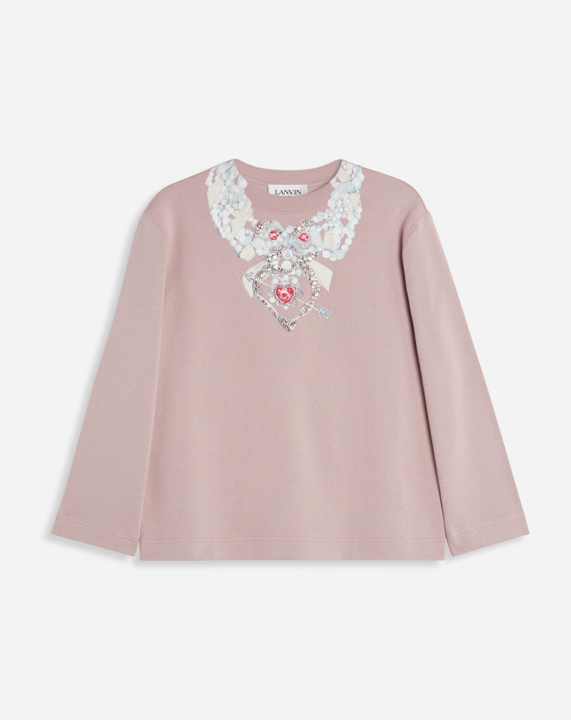 SWEATSHIRT WITH EMBROIDERY NECKLACE - 1