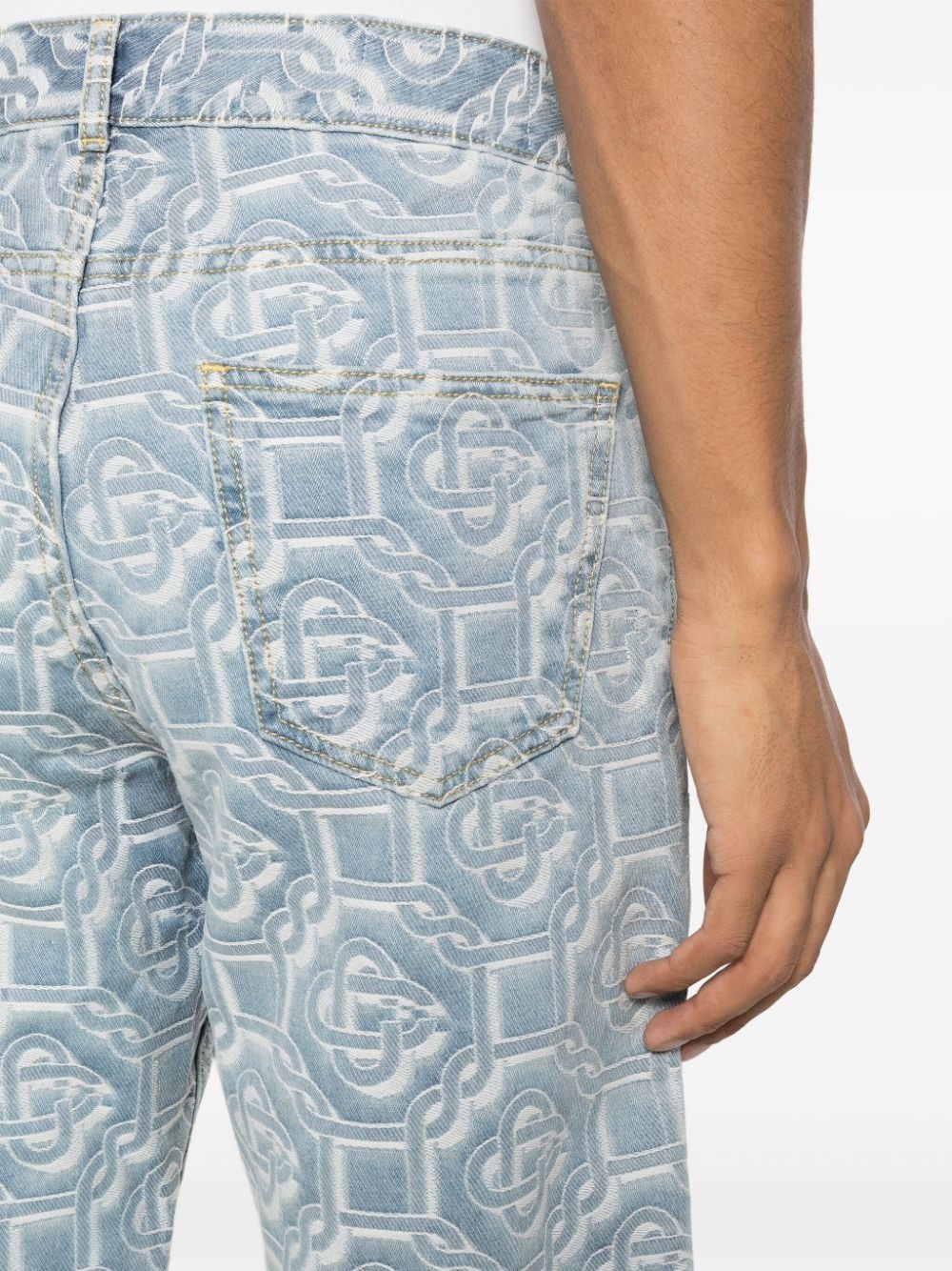 monogram-print straight-leg jeans - 5