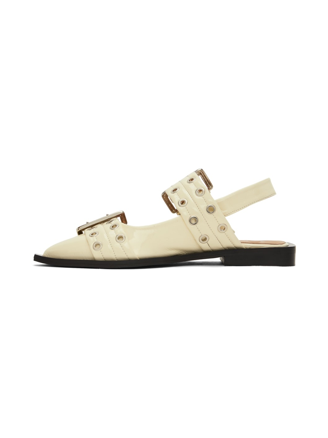 Off-White Feminine Buckle Ballerina Flats - 3