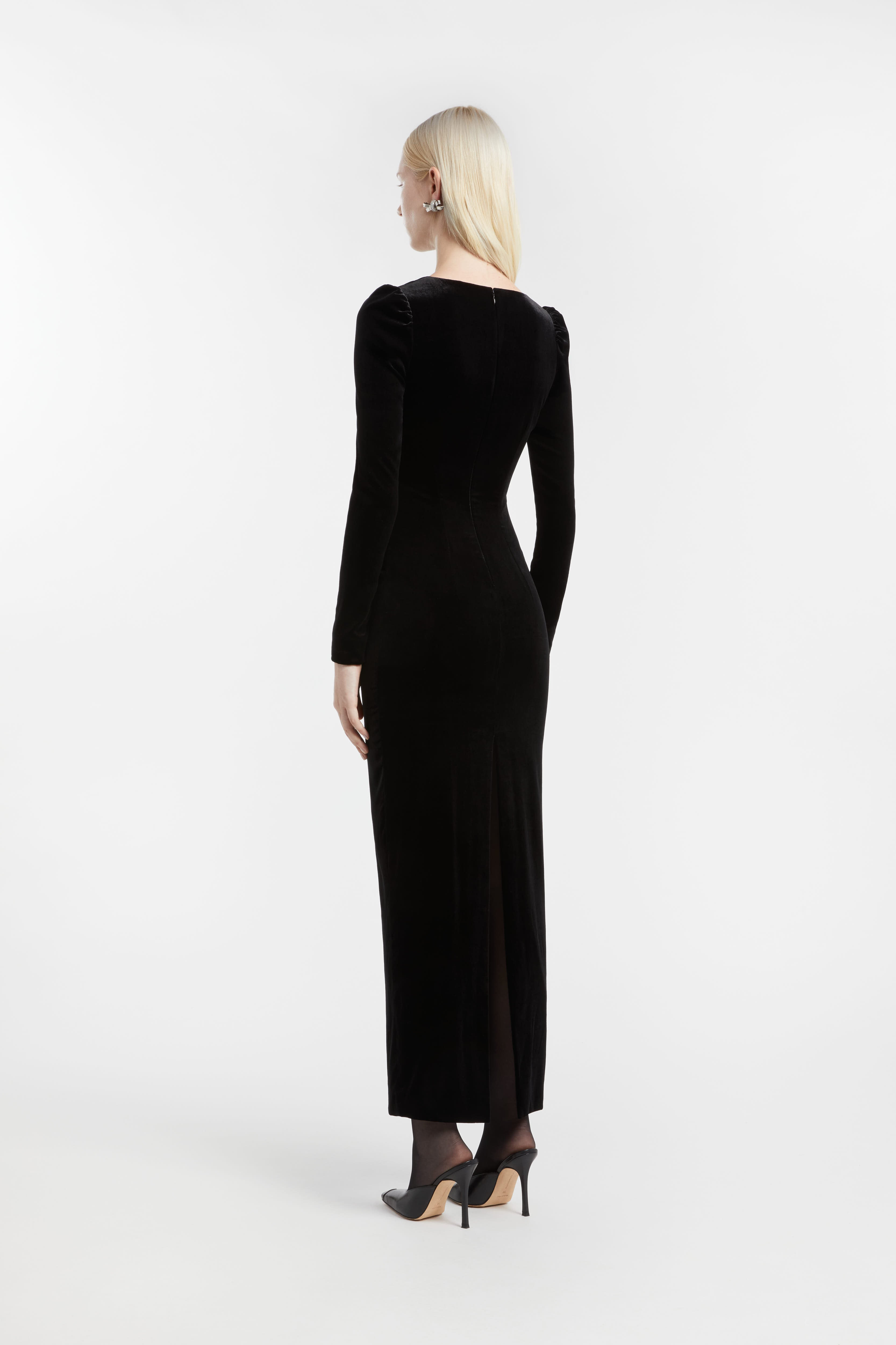 VELVET DRESS WITH BOW - 4