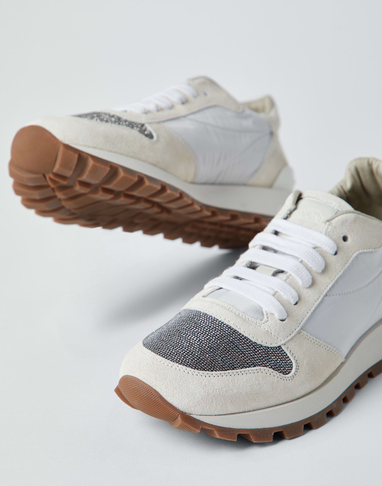 Suede and techno fabric runners with precious toe - 3