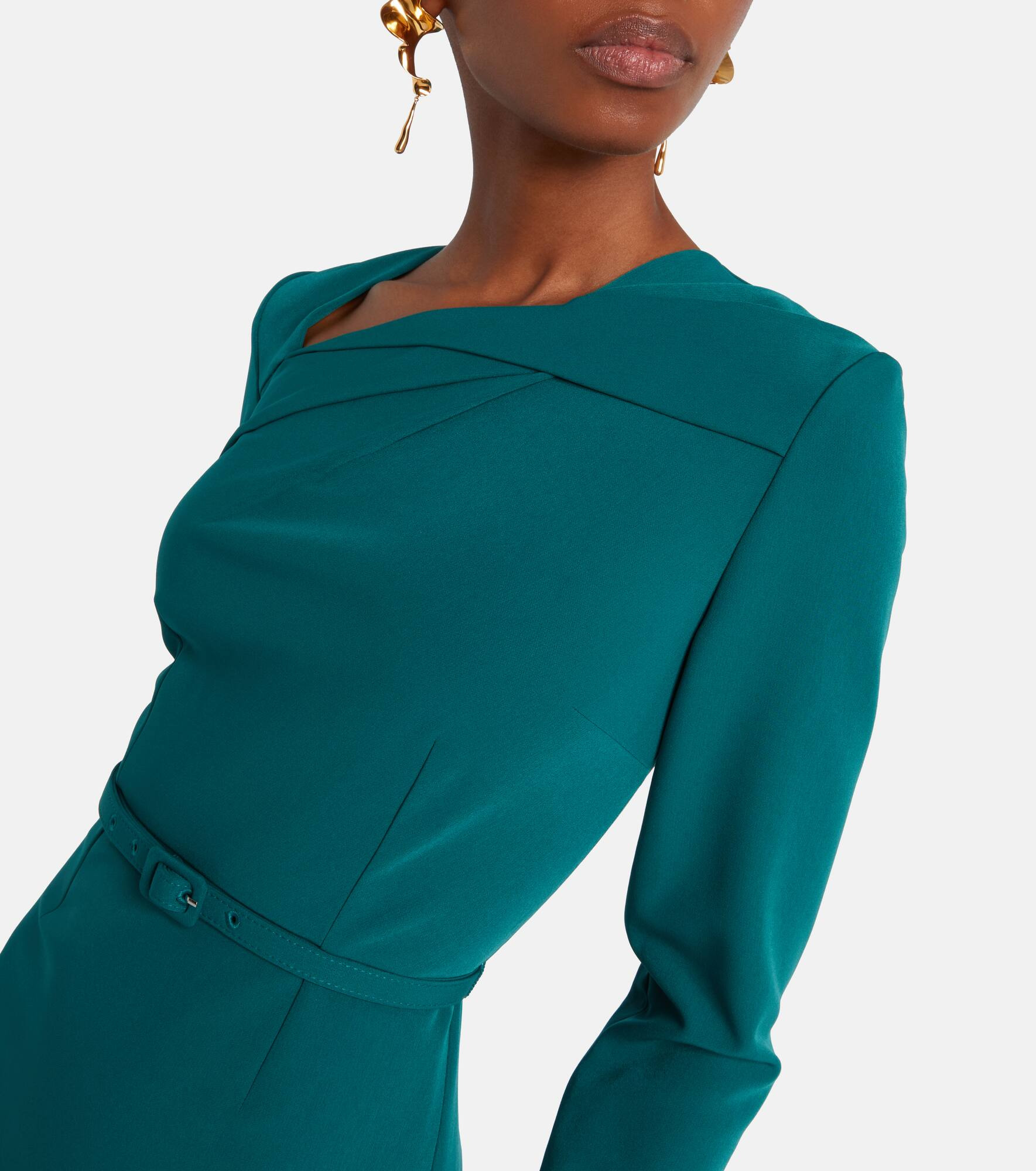 Belted crêpe midi dress - 4