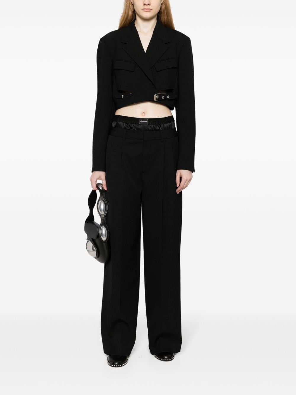 layered-design wool trousers - 2