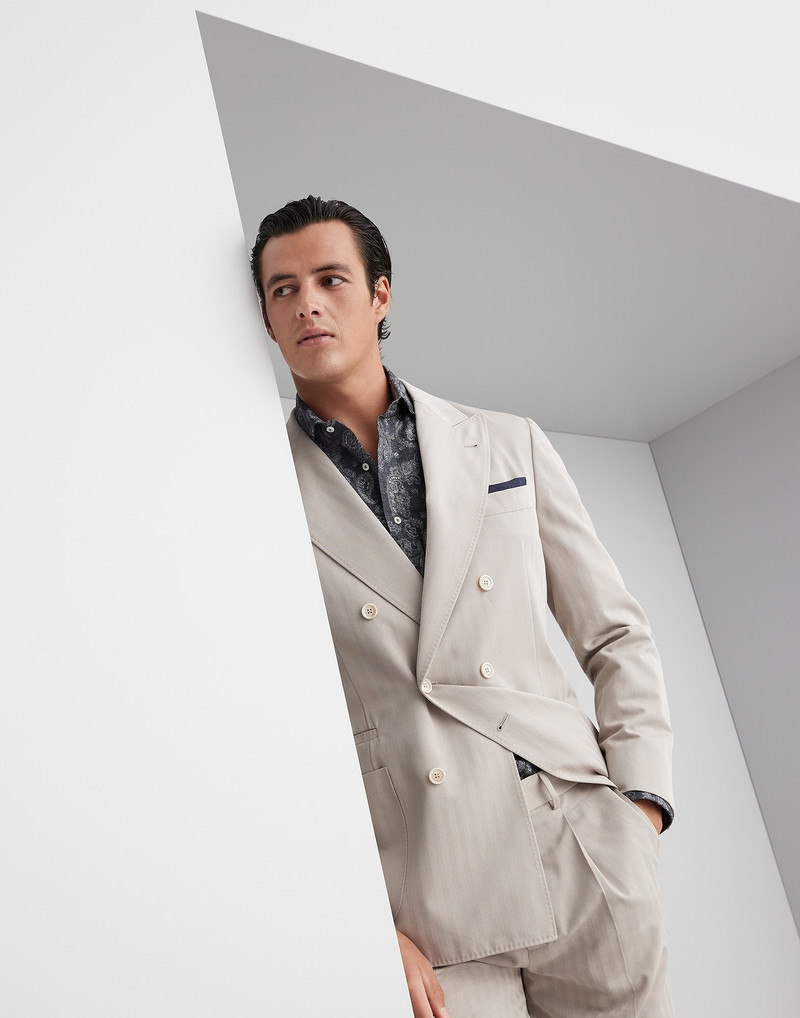 Cotton and silk chevron solaro one-and-a-half breasted deconstructed blazer with patch pockets 4