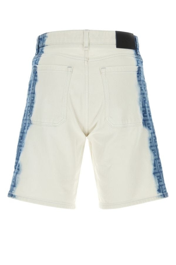 Fendi Man White Stretch Denim Bermuda Shorts - 2