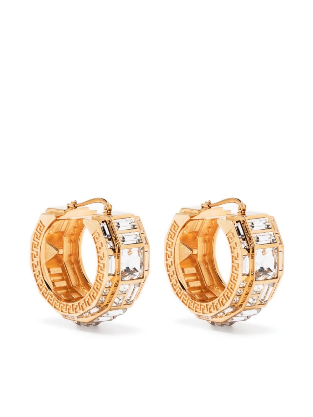 VERSACE La Greca embellished hoop earrings