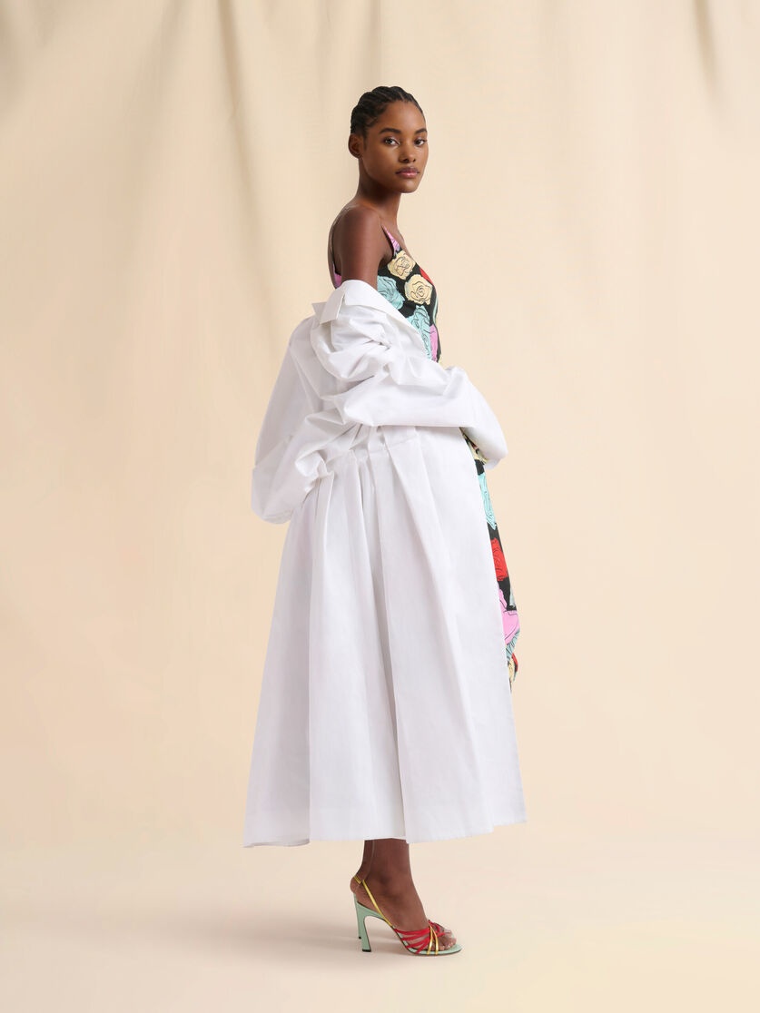 BLACK BONDED COTTON OVERSIZED DUSTER COAT - 5