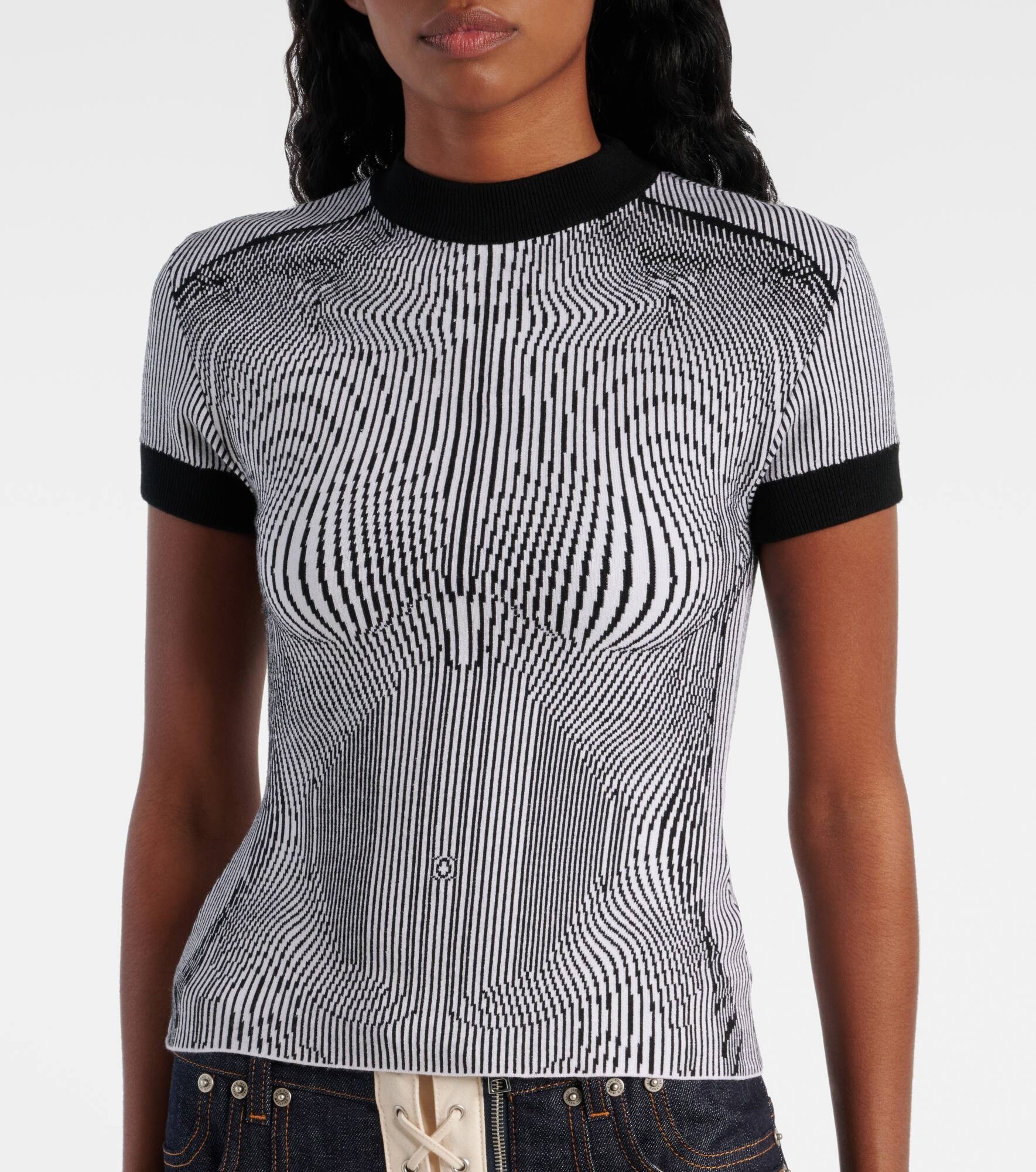 Morphing Pinstripe jacquard jersey top - 5