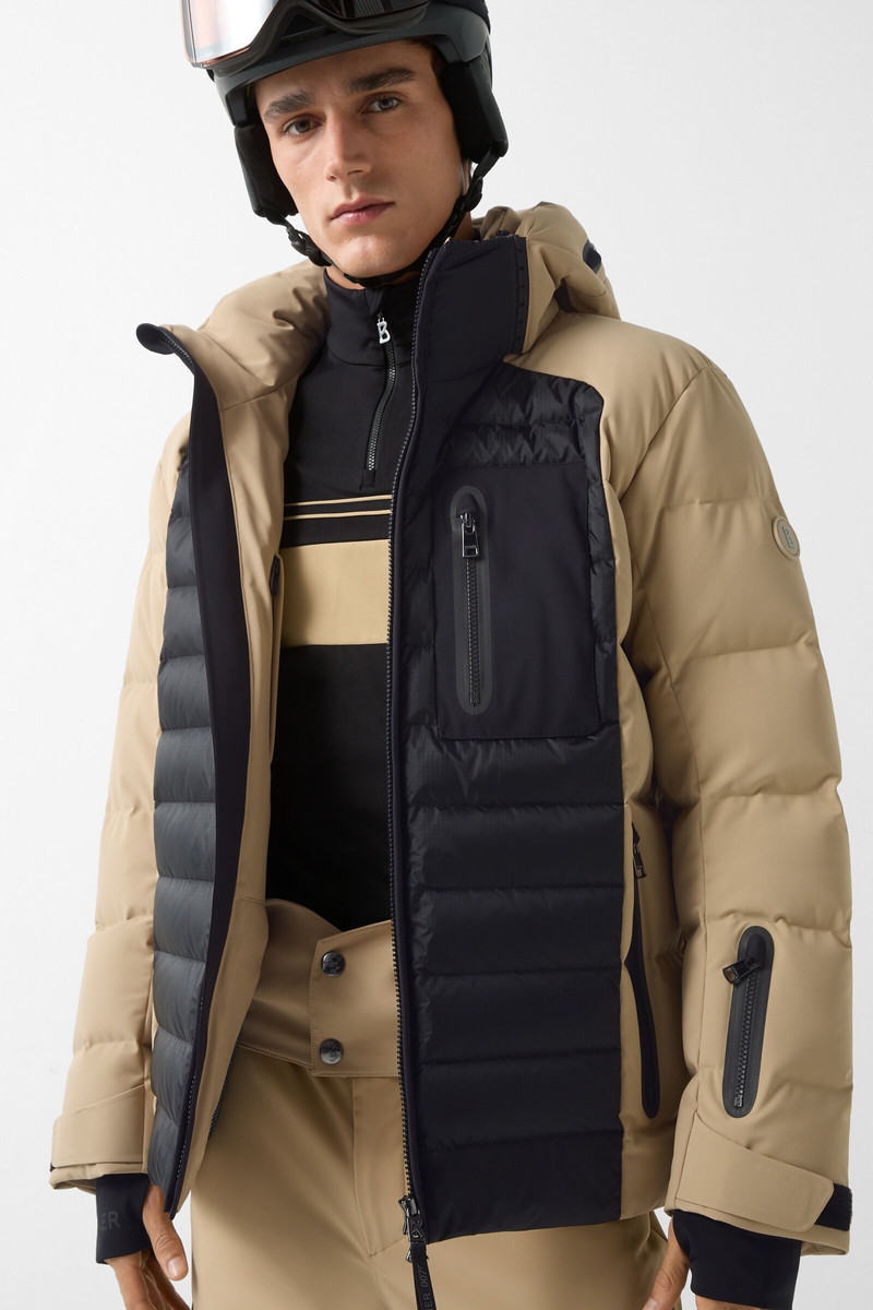 Bond down ski jacket in Beige/black 7