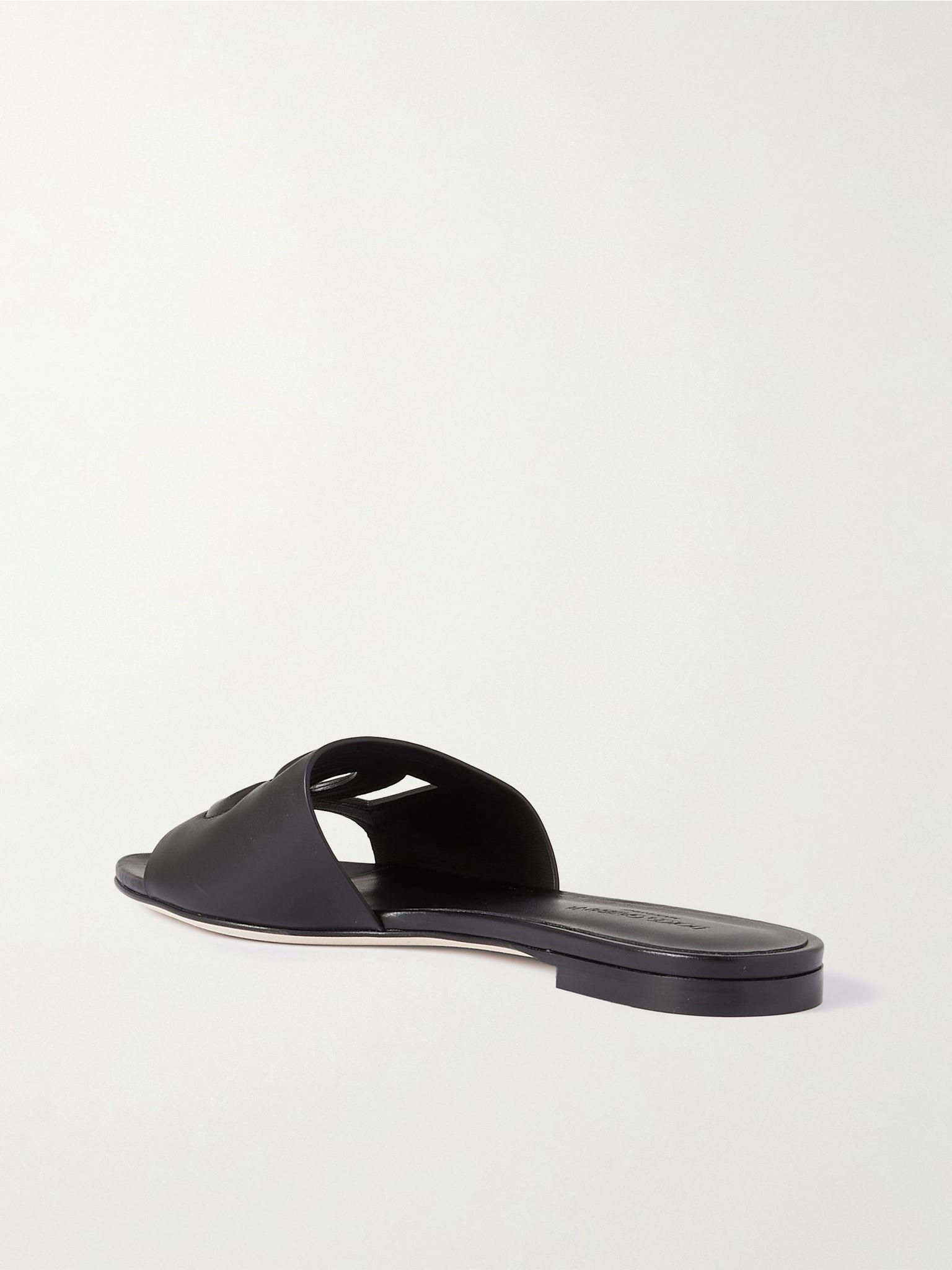 Bianca logo-embossed cutout leather slides Black - 3