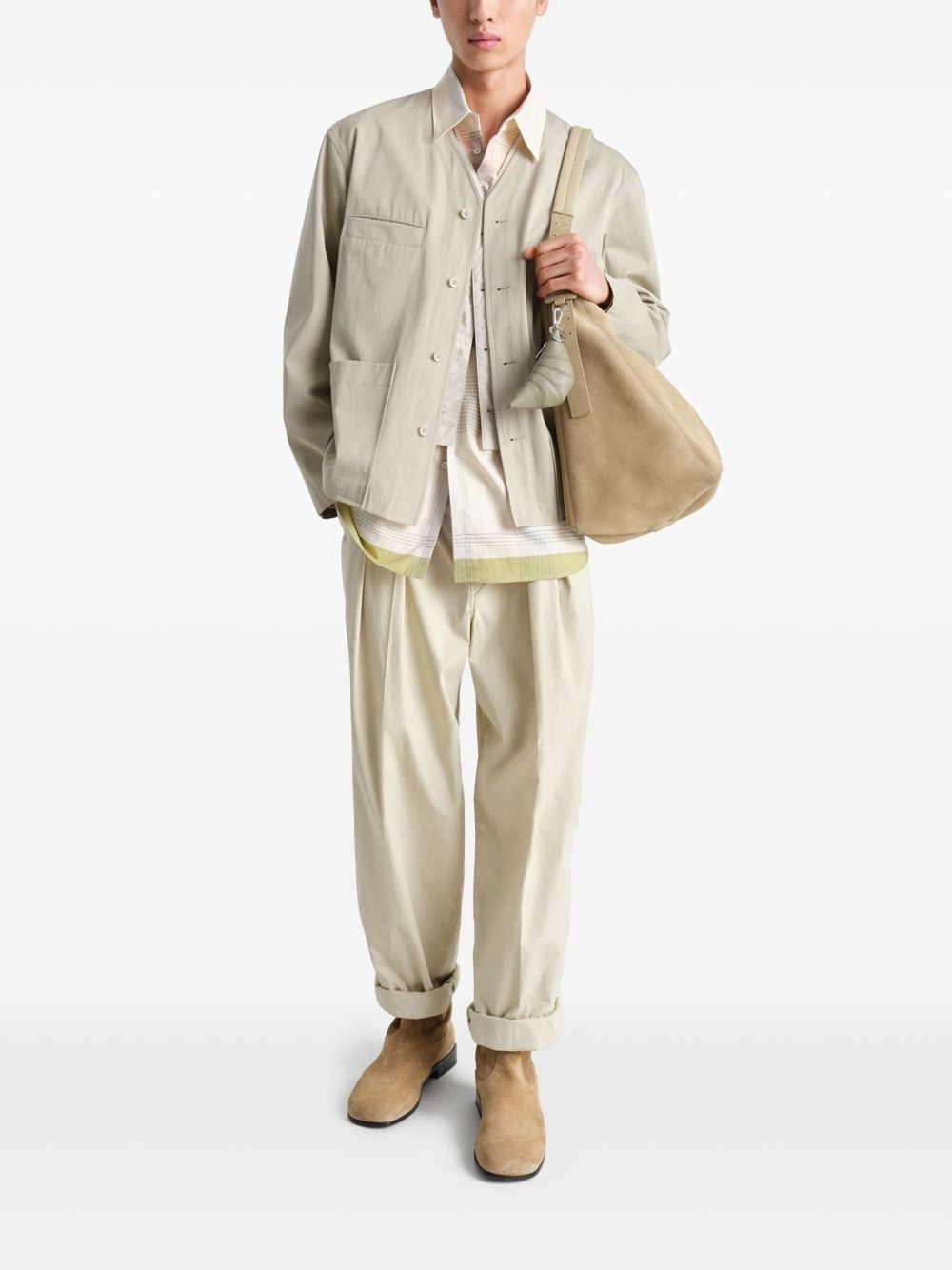 collarless shirt jacket - 2