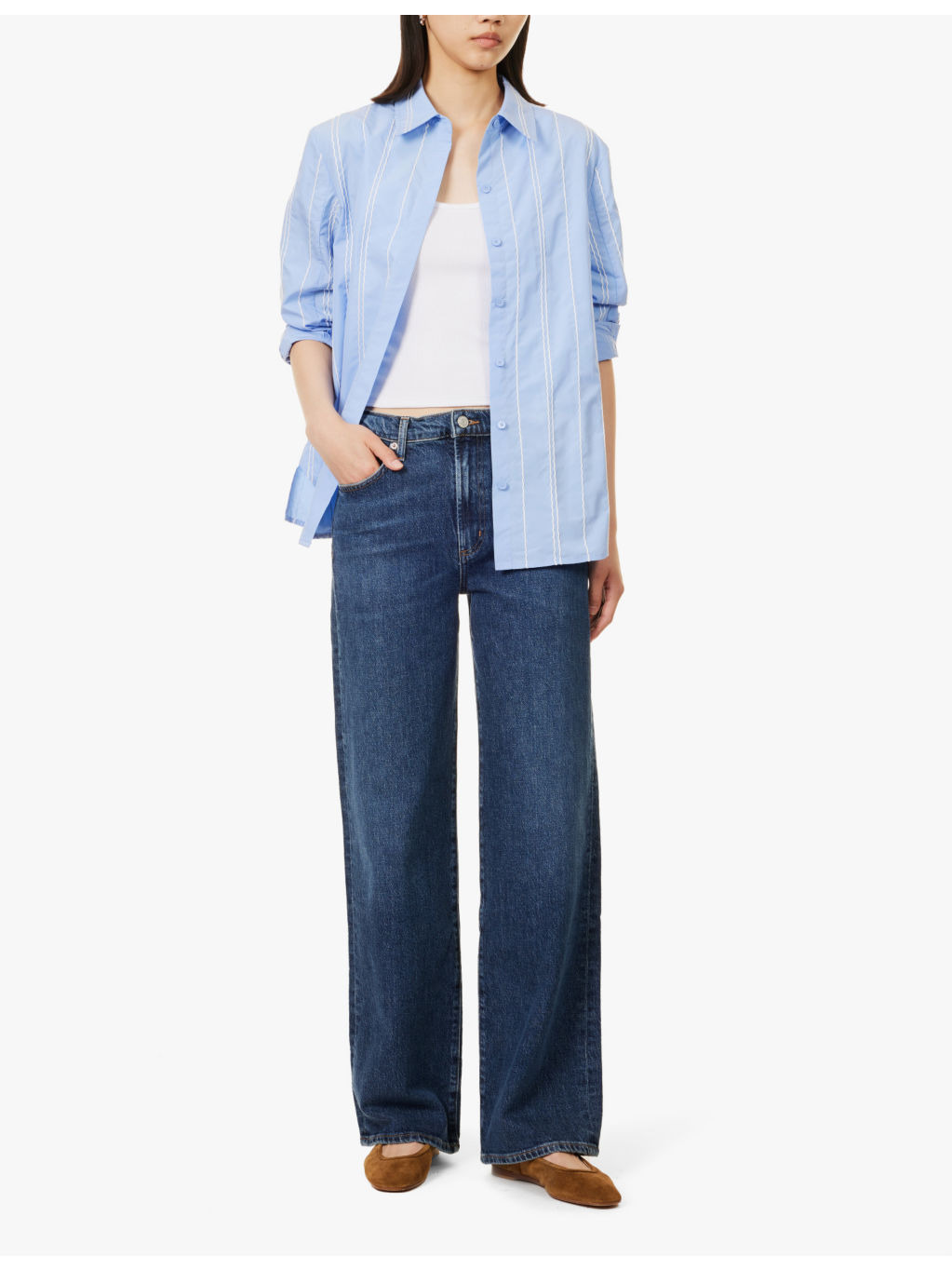 Harper branded-hardware straight-leg mid-rise jeans - 2