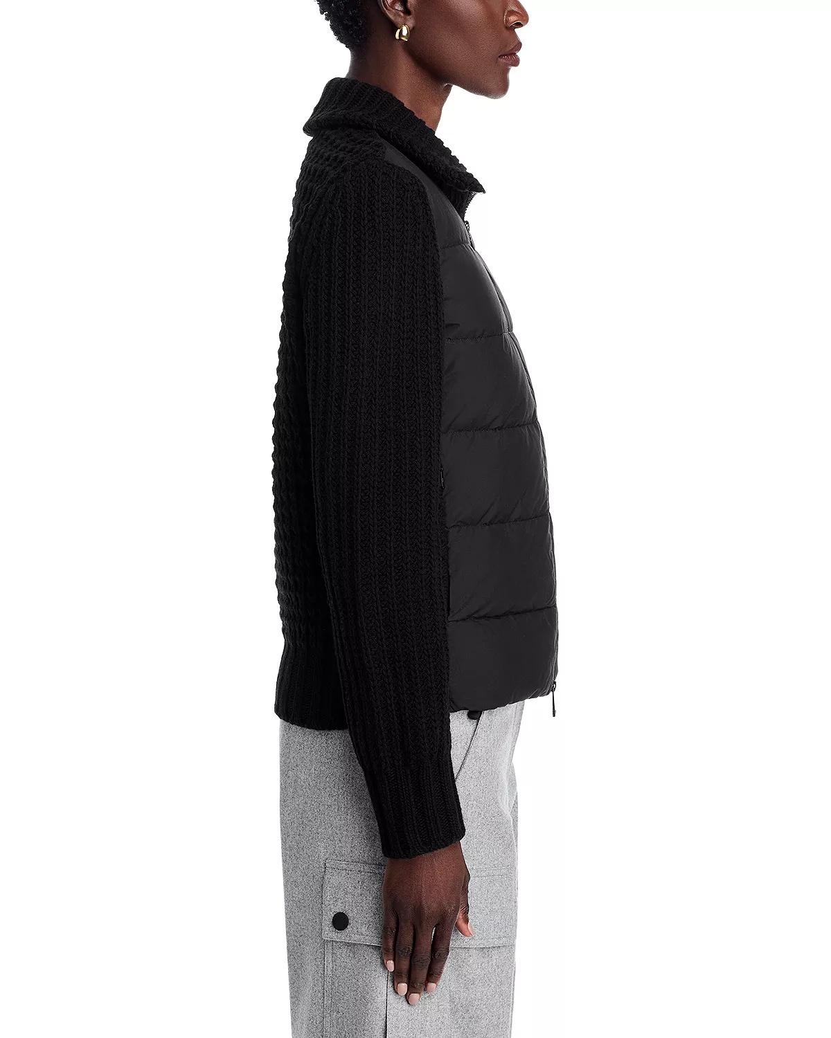 Mixed Media Wool & Cashmere Zip Up Cardigan - 4