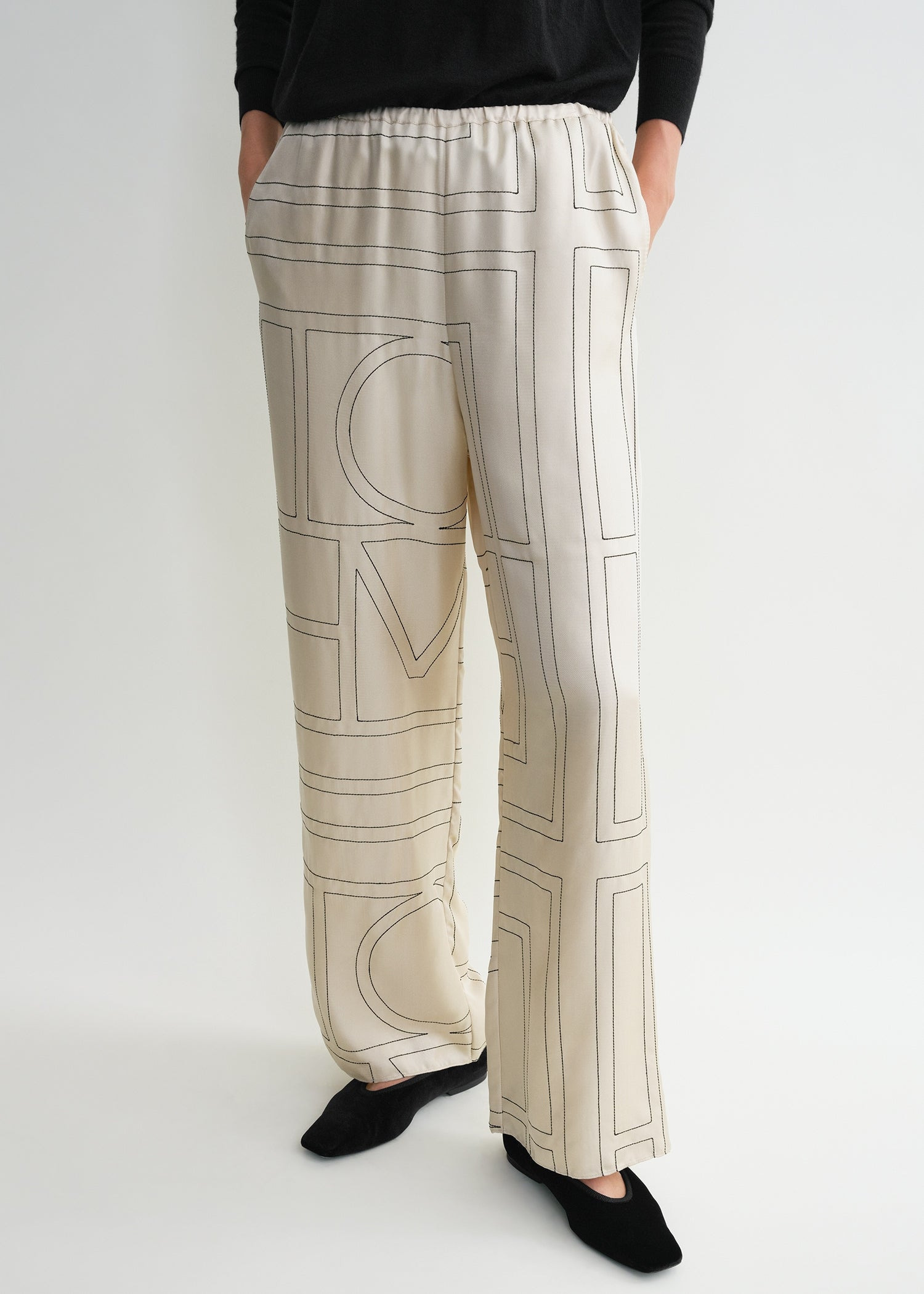 Monogram silk pj bottoms ivory - 5