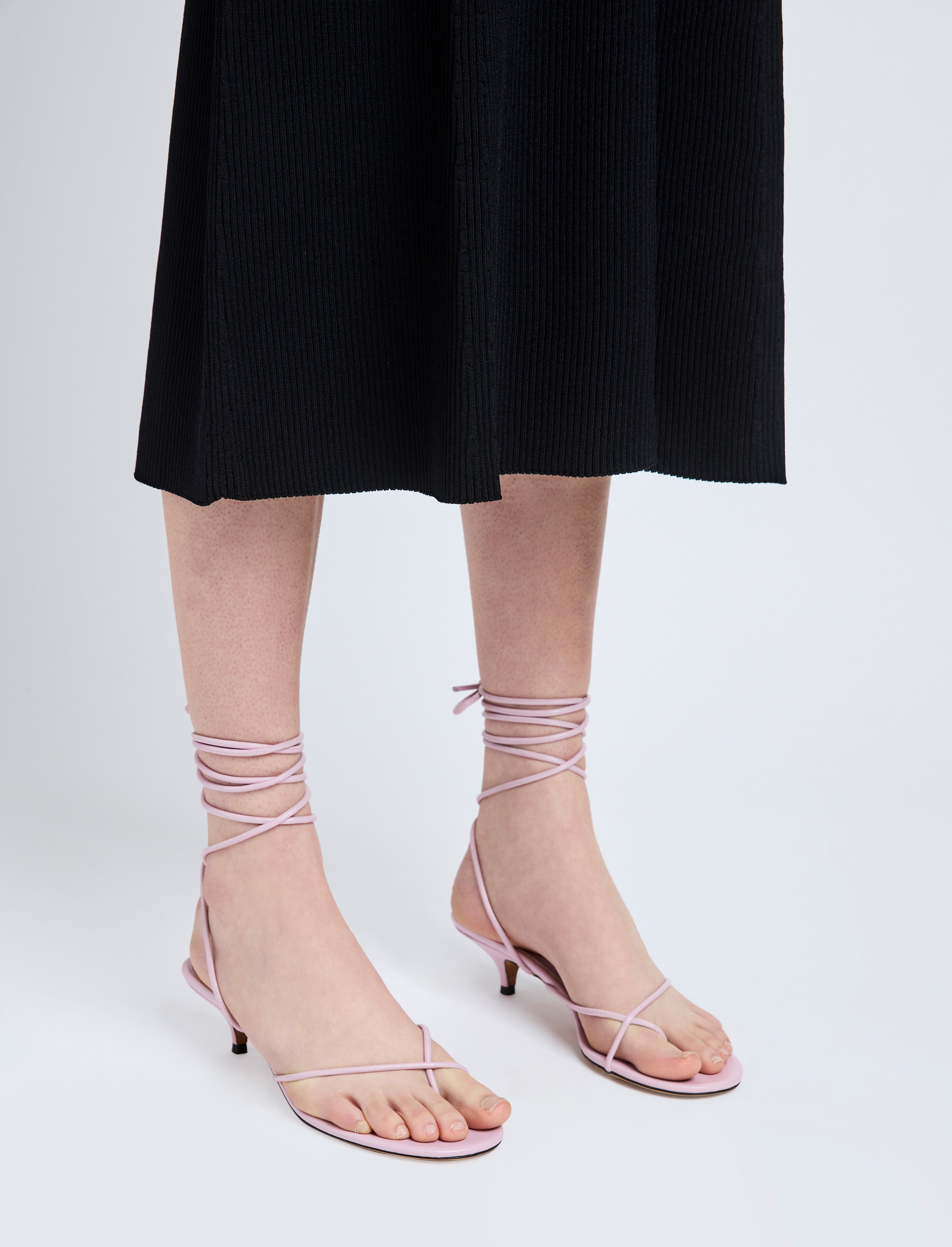 Slash Tie Sandals in Capretto Leather - 5