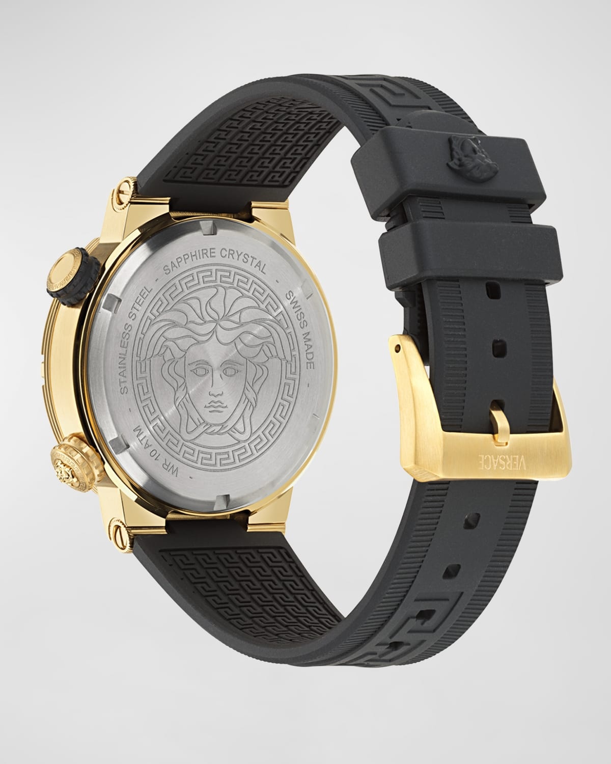 Men's Greca Logo IP Yellow Gold Polyurethane-Strap Watch, 43mm - 4