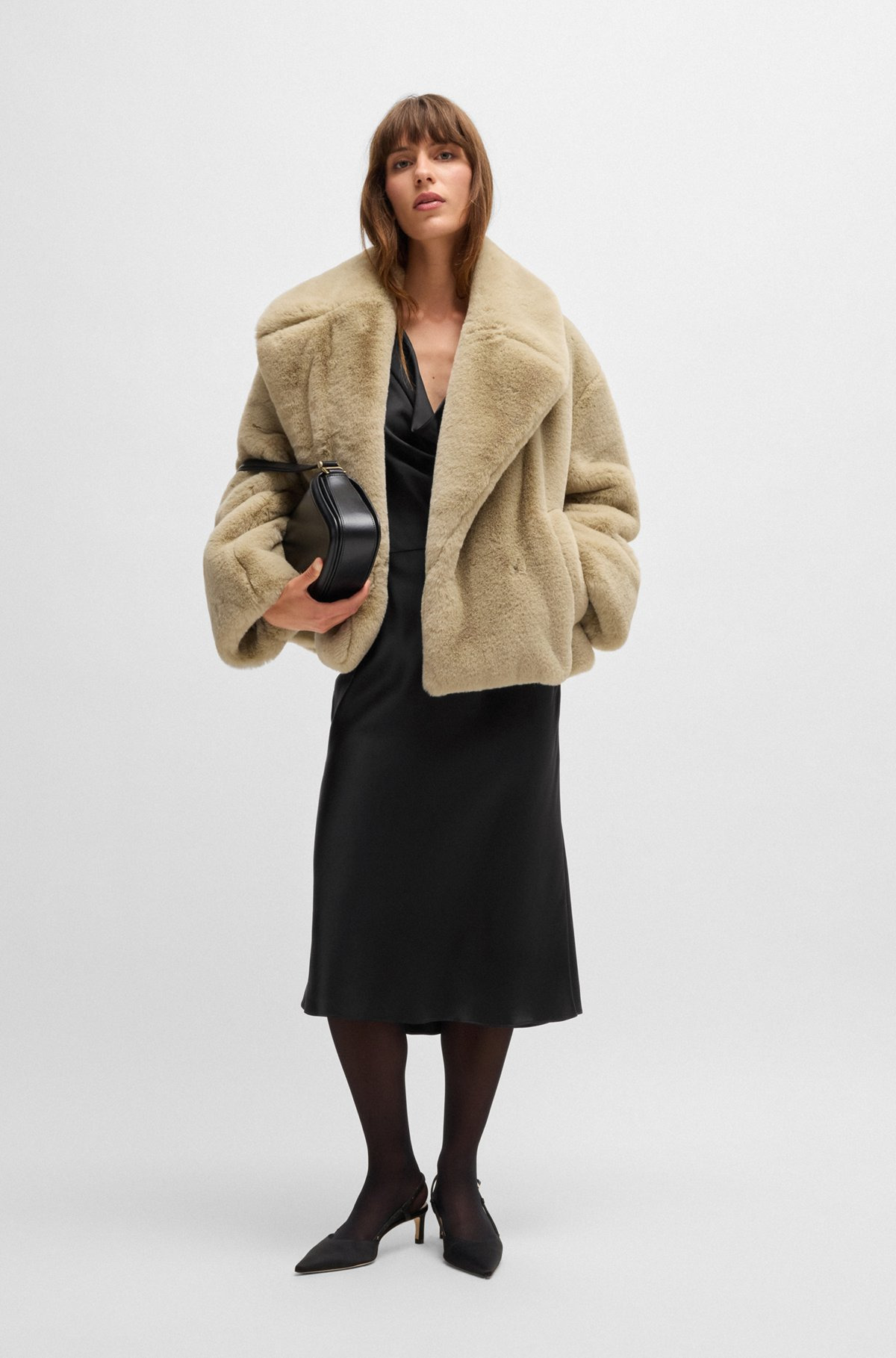 COWL-NECK DRESS IN FLUENT SATIN WITH COWL NECKLINE - 2