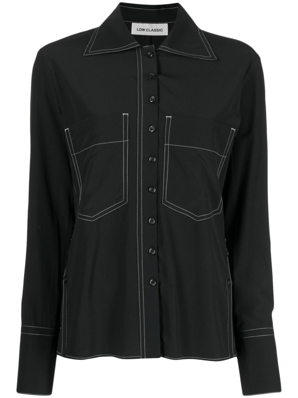 contrasting-stitch straight-cut shirt - 1