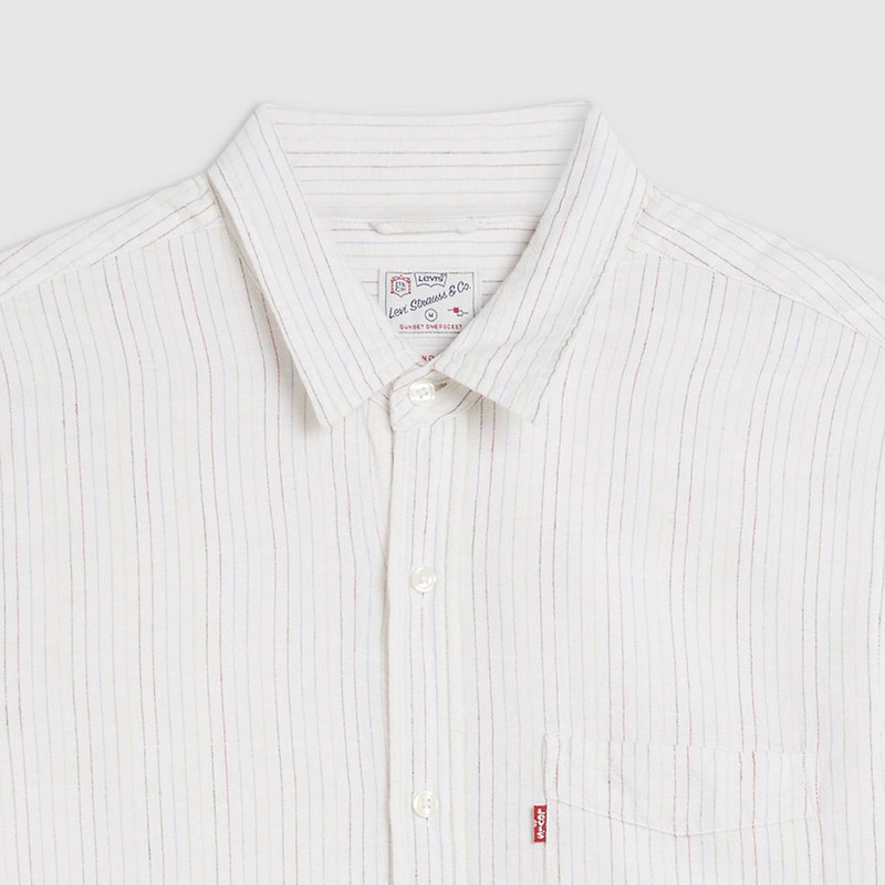 SHORT SLEEVE SUNSET COTTON LINEN ONE POCKET SHIRT 7