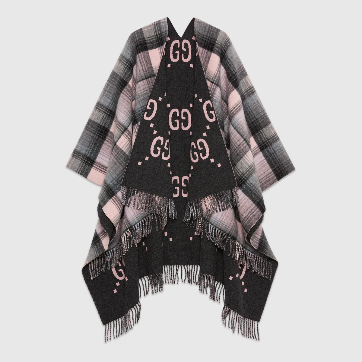 Reversible GG wool cape - 1