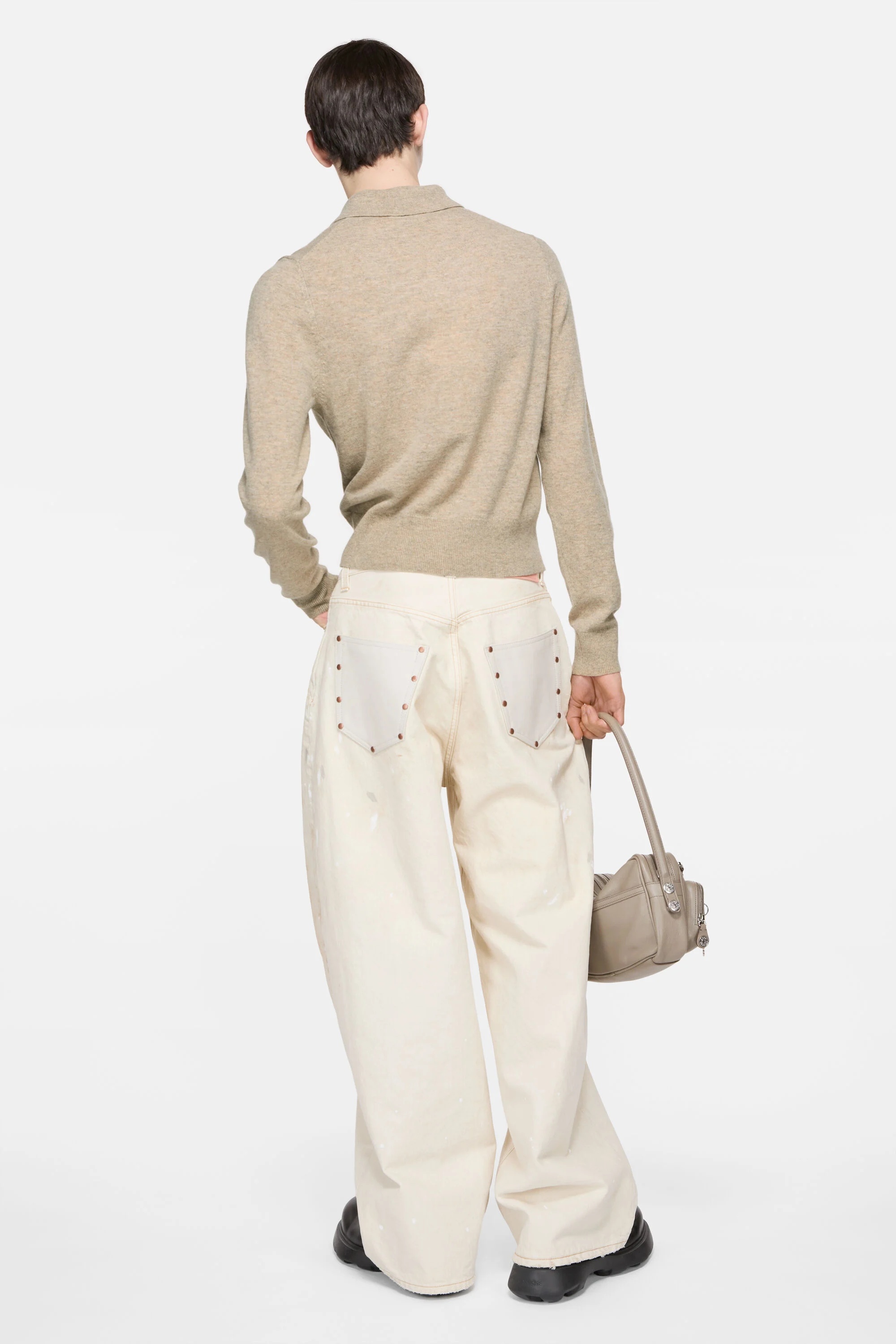 Yak wool polo sweater - Oat beige - 3