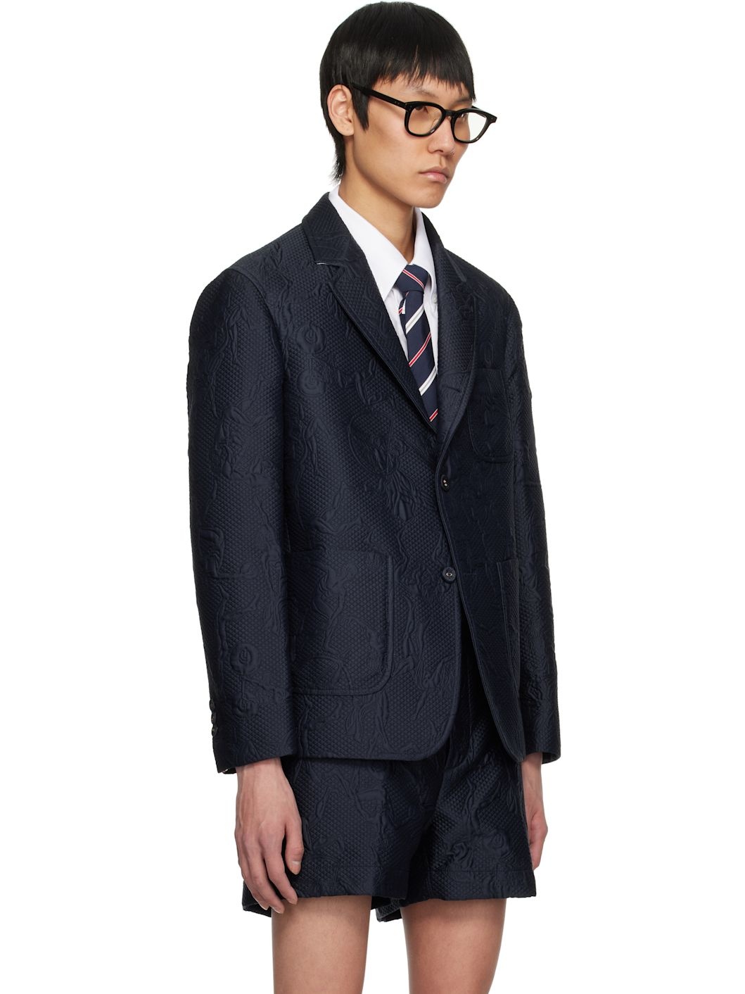 Navy Olympic Matelassé Unconstructed Sport Blazer - 2
