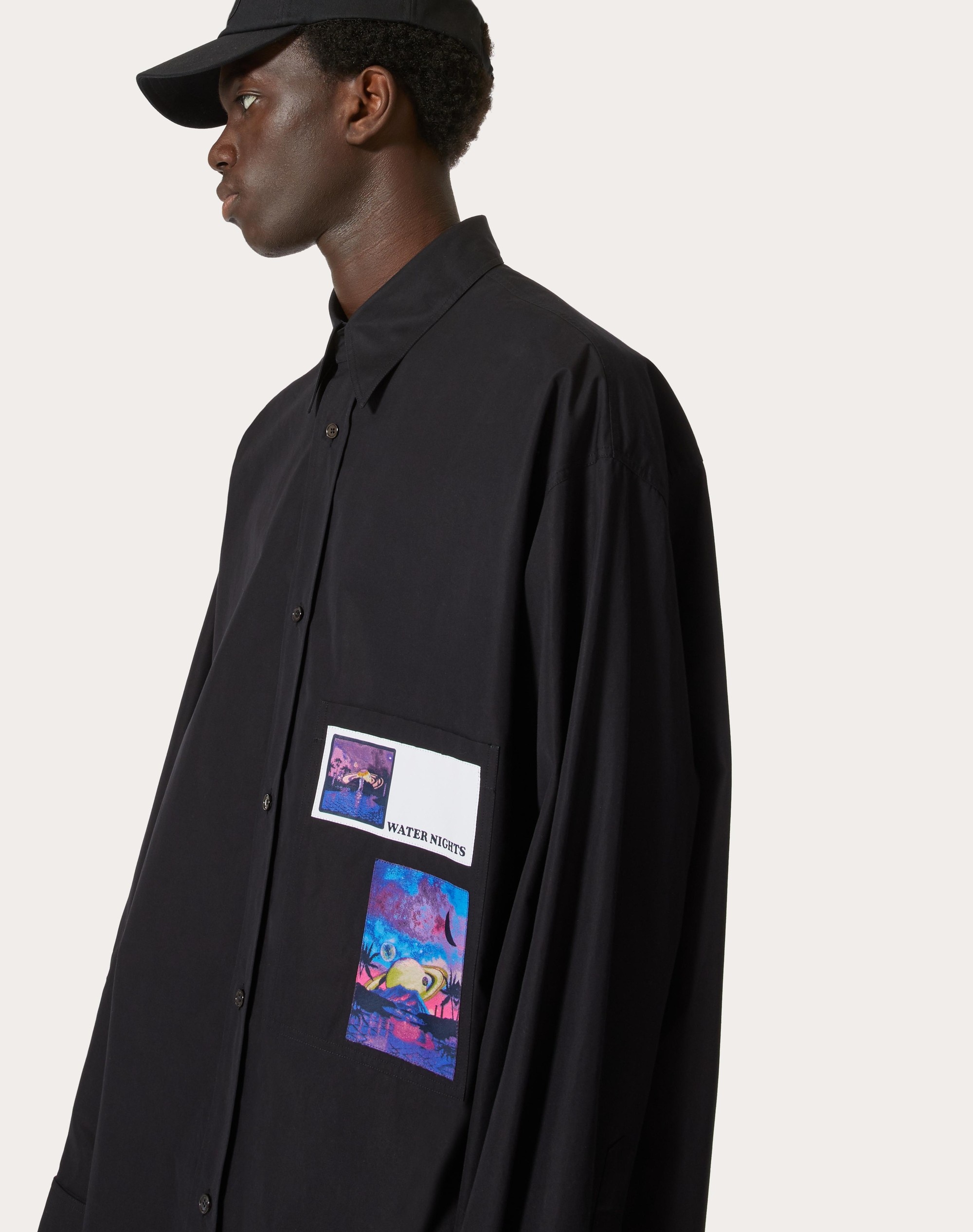 COTTON SHIRT WITH BROCADE PATCH - 5