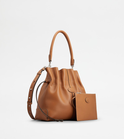 Tod's TOD'S DI BAG BUCKET BAG IN LEATHER SMALL WITH DRAWSTRING - BROWN outlook