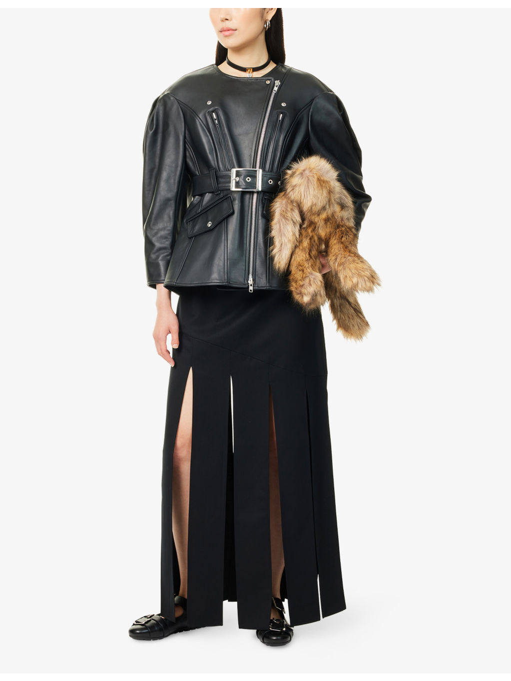 Sculpted Bow-Embellished Leather Jacket - 2