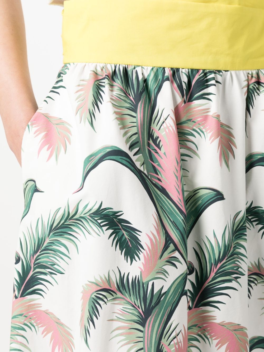 leaf-print tiered cotton skirt - 5