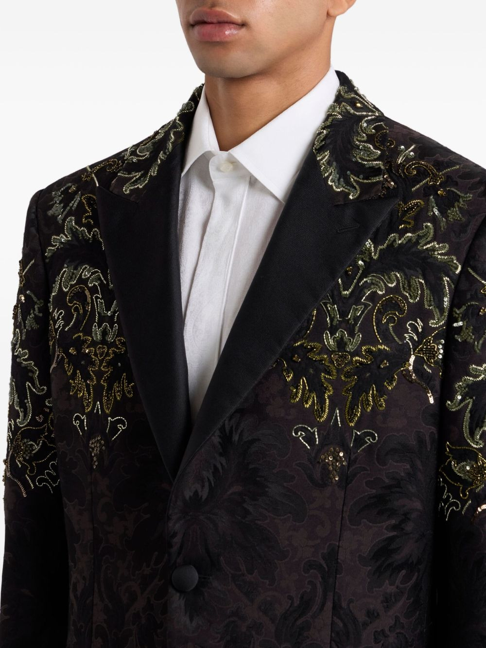 floral-embroidered single-breasted blazer - 4