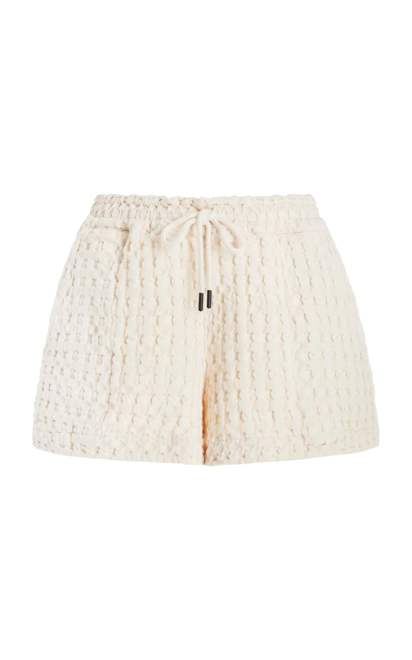 Drizzle Waffle-Knit Cotton Shorts ivory - 1