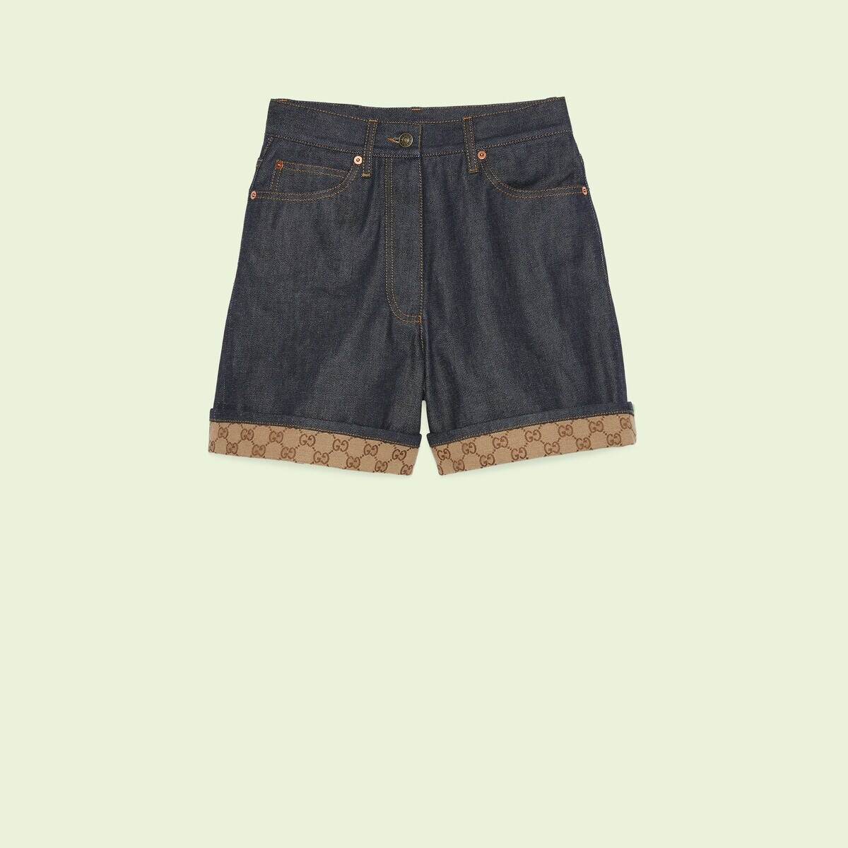 Denim shorts with GG - 1