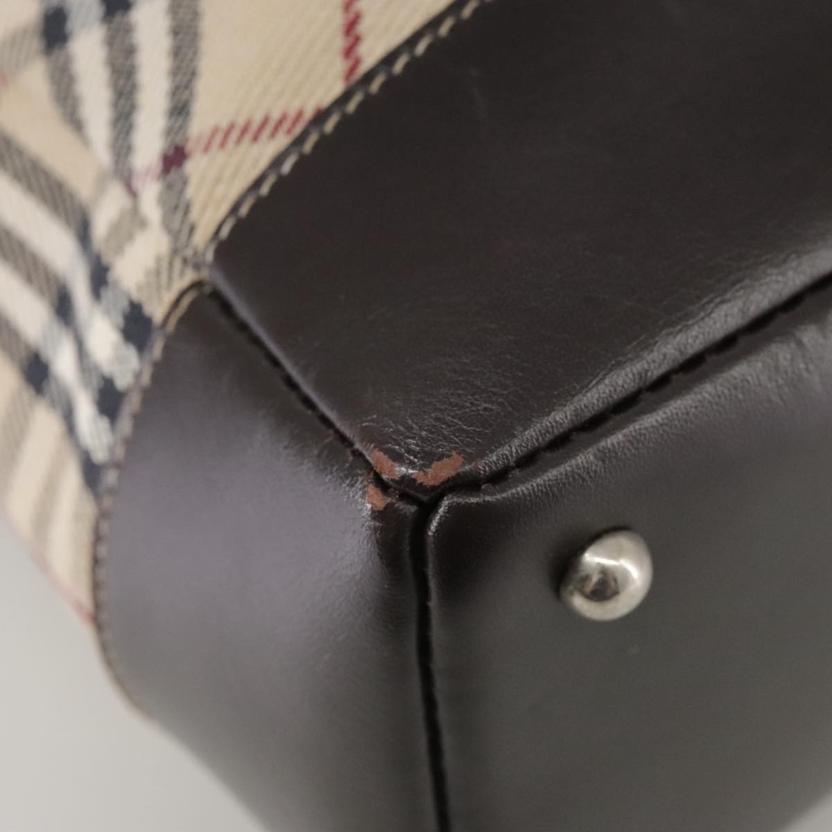 Burberry Nova Check Blue Label Hand Bag Canvas Beige - 14