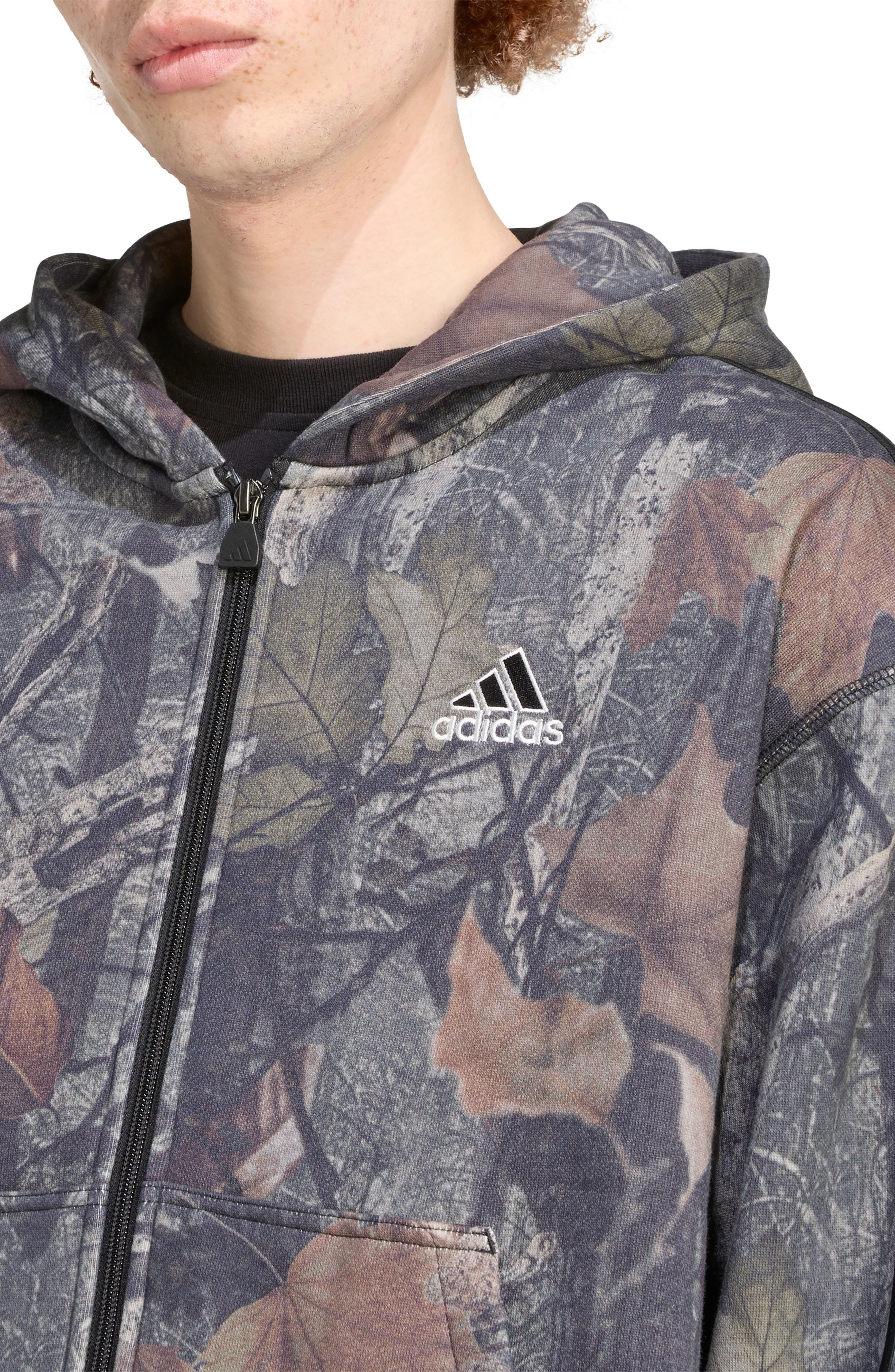 adidas Camo Fleece Zip Hoodie in Black at Nordstrom - 5