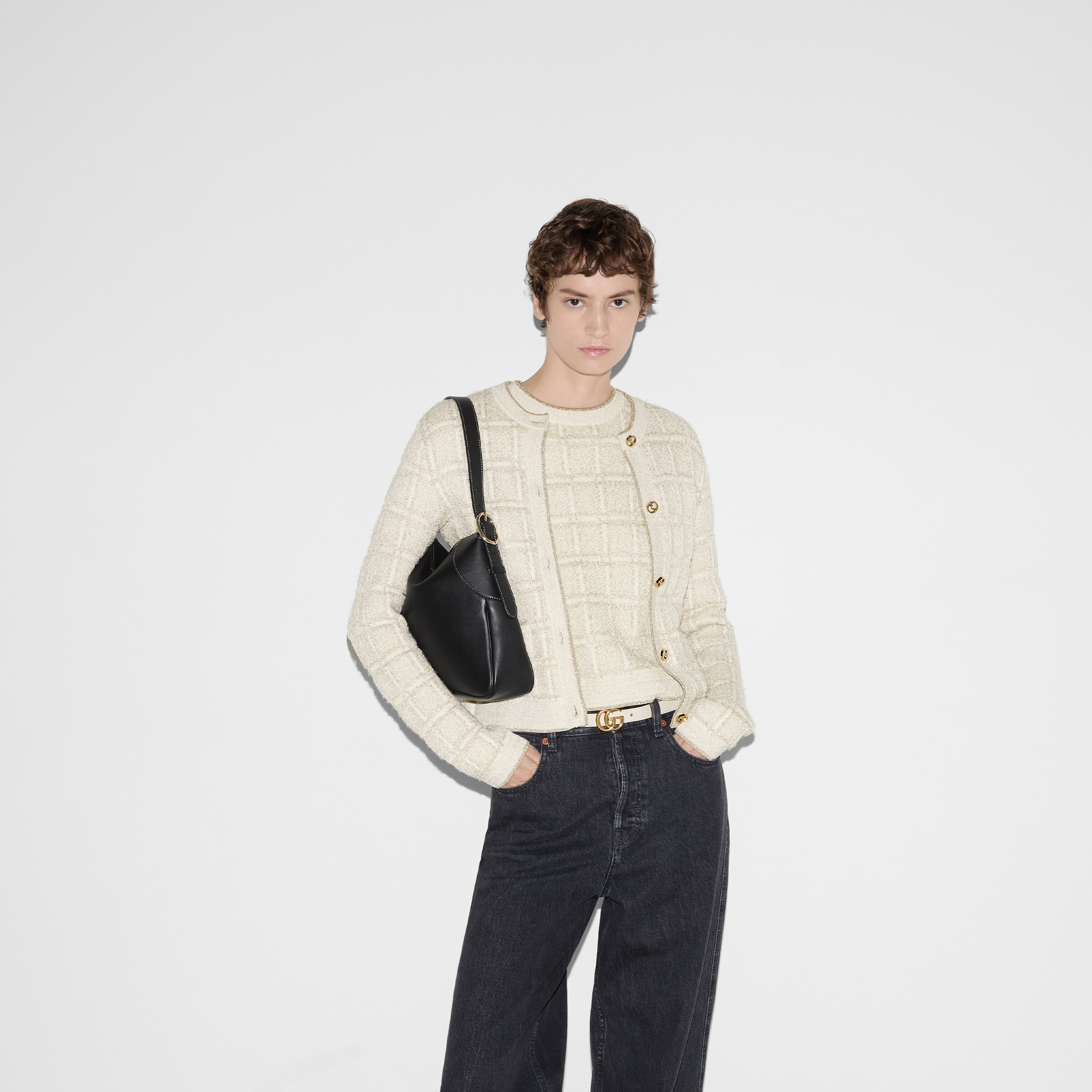 Wool and lamé check jacquard top - 6