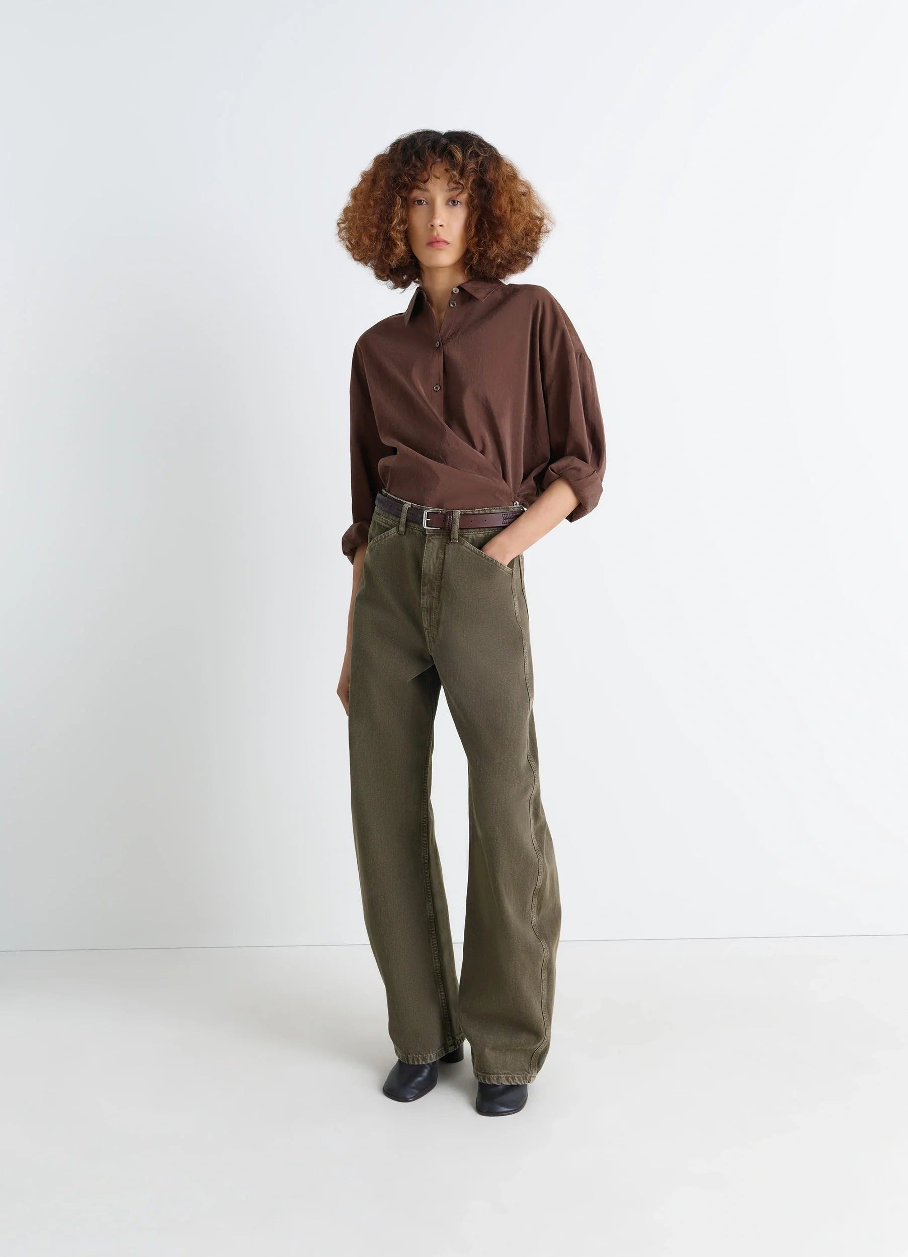 HIGH WAISTED CURVED PANTS - 2