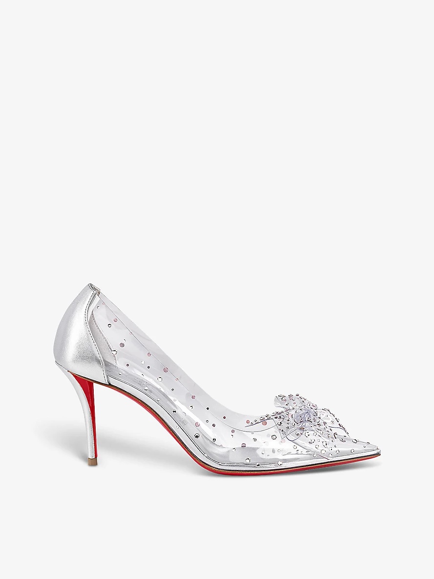 Jelly Strass 80 crystal-embellished leather and PVC heeled courts - 1