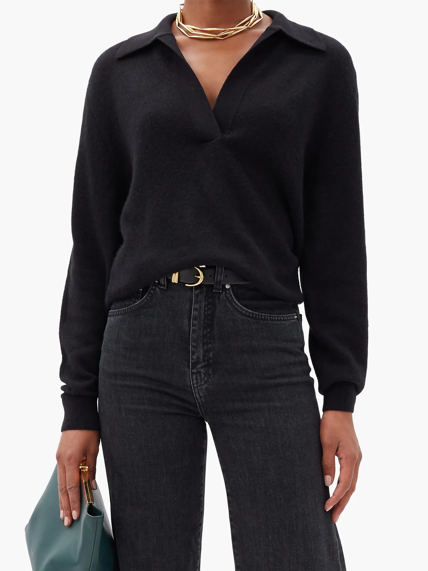 Jo V-neck knitted cashmere-blend sweater - 2