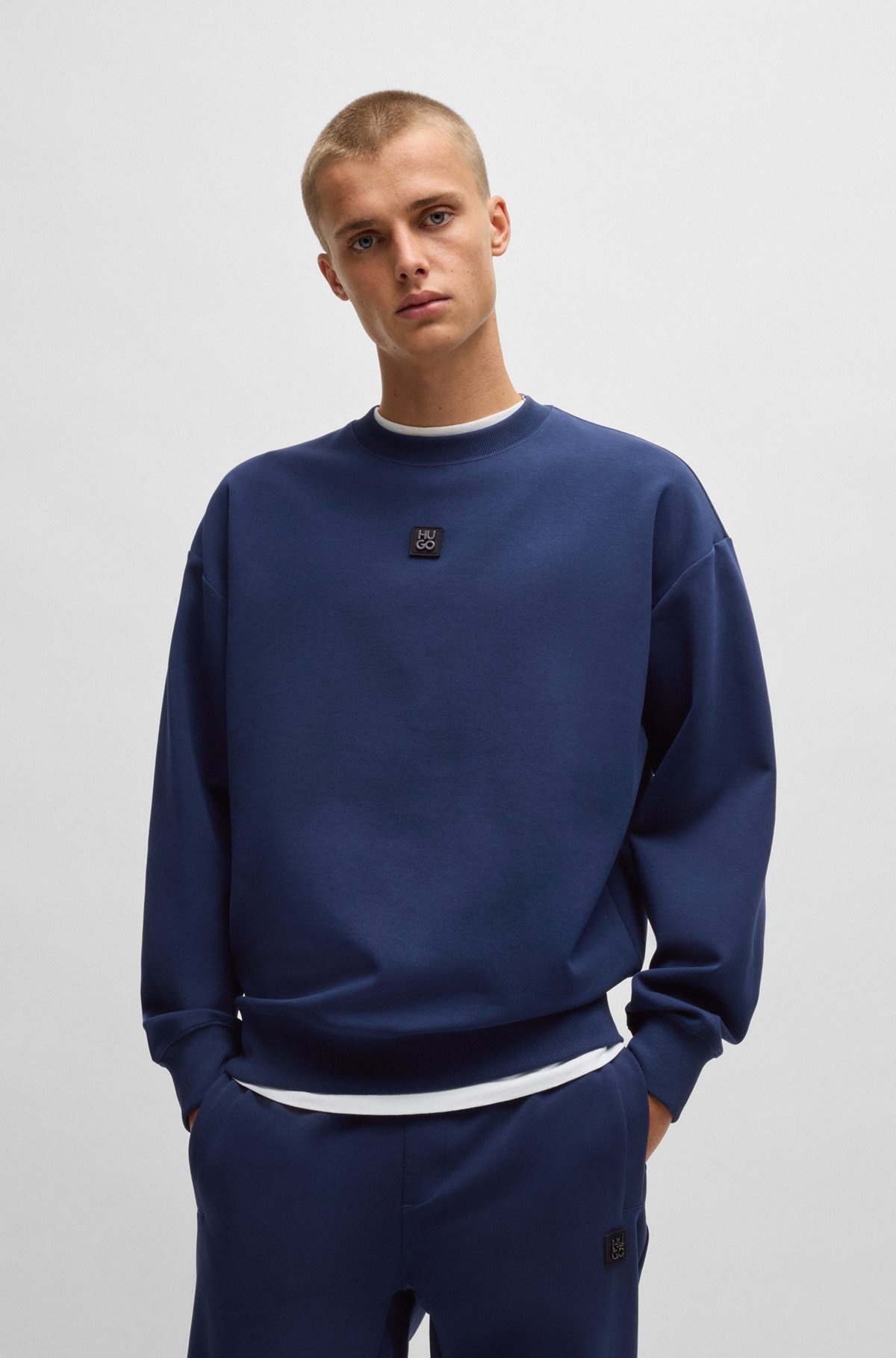 STRETCH-COTTON REGULAR-FIT SWEATSHIRT WITH STACKED LOGO - 2