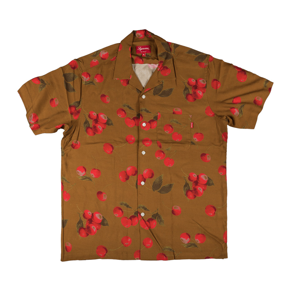 Supreme Cherry Rayon Short-Sleeve Shirt 'Brown' - 1